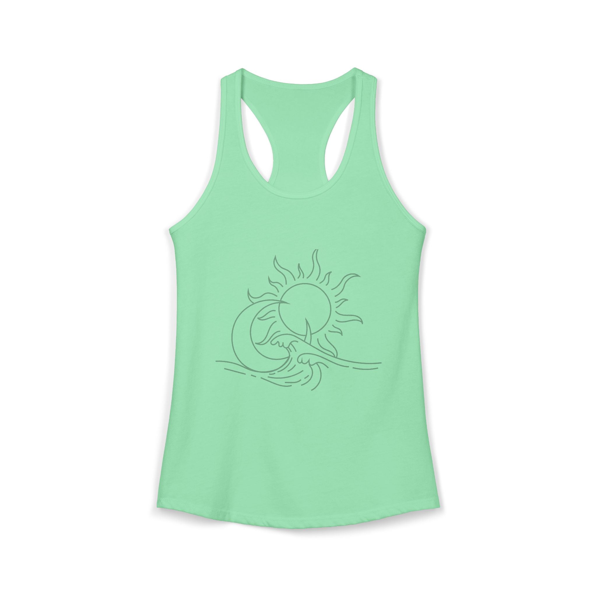 Sun and Waves Racerback Tank - Women's Ideal Summer Top for Chill Vibes and Outdoor Activities, Beachwear, Athletic Shirt