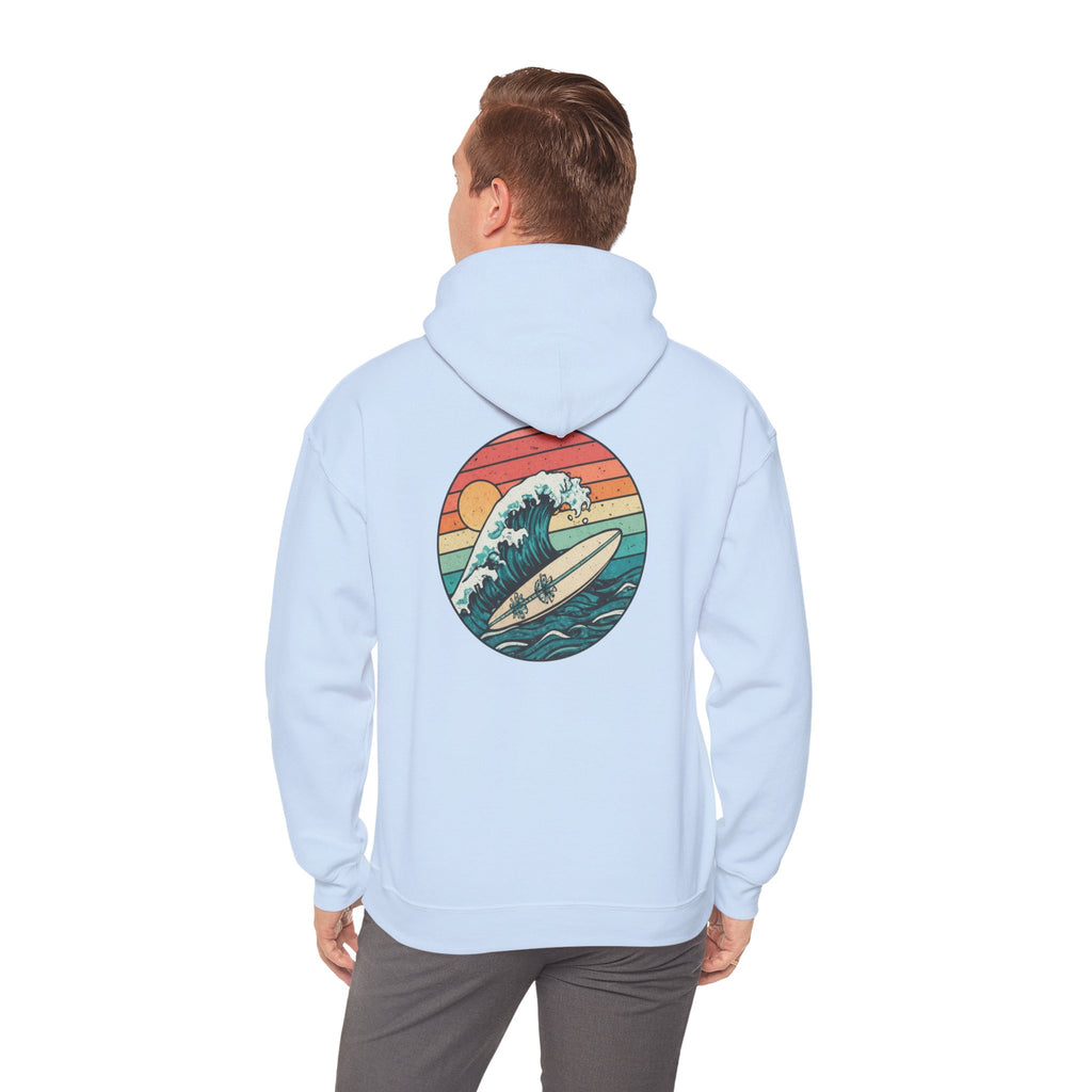 Surf Wave Hoodie — Retro Sunset Surfing Graphic Sweatshirt
