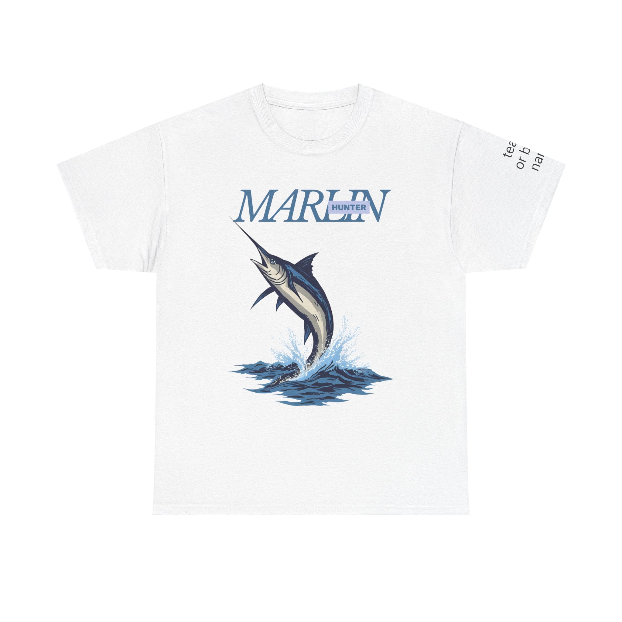 Marlins Fishing Tee, Unisex Cotton Shirt, Nautical Gift, Ocean Lover Apparel, Fishing Enthusiast Wear, Personalized Team Boat Name Tee,