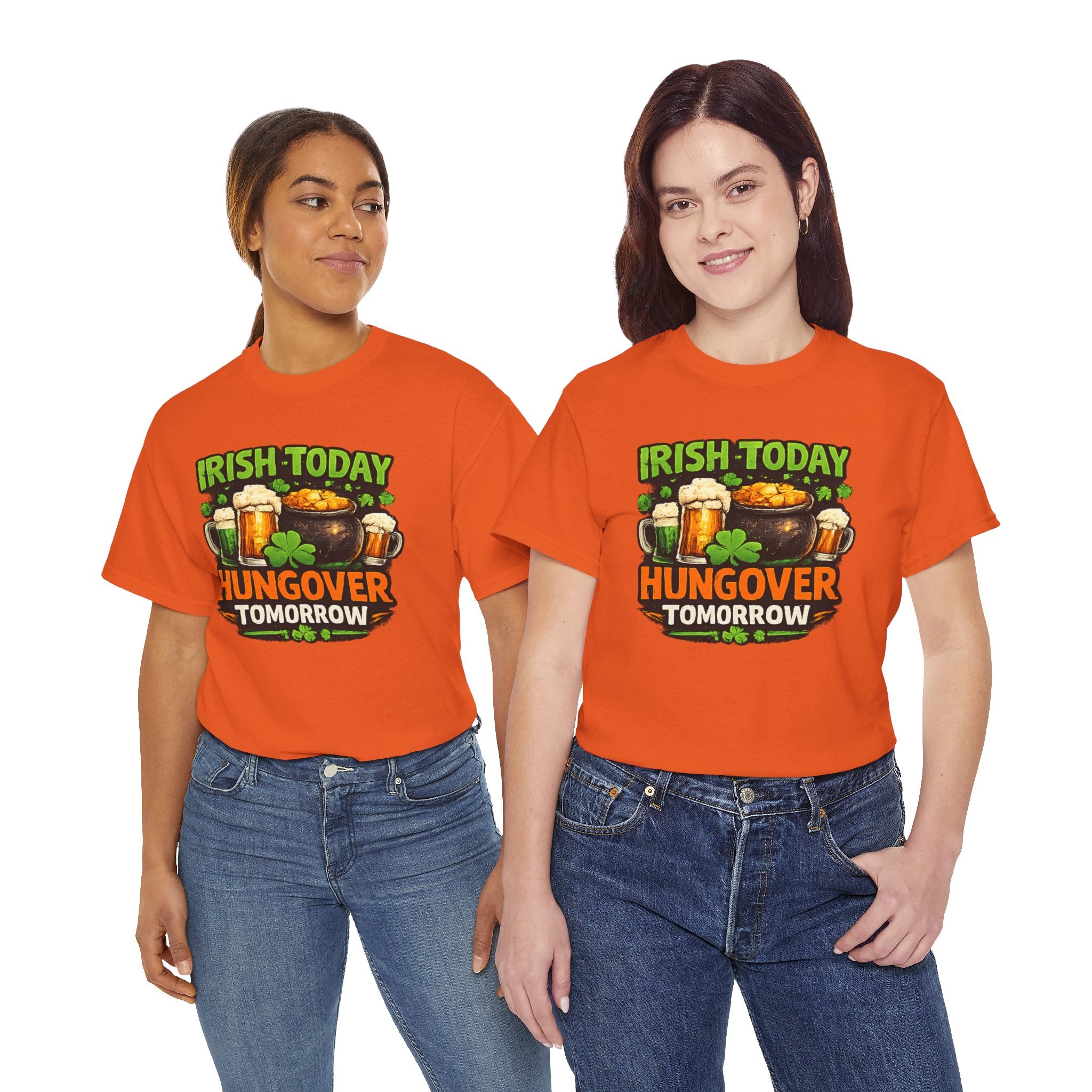 St. Patrick's Day Shirt  "Irish Today, Hungover Tomorrow" Beer & Shamrock Graphic Tee | 100% Cotton