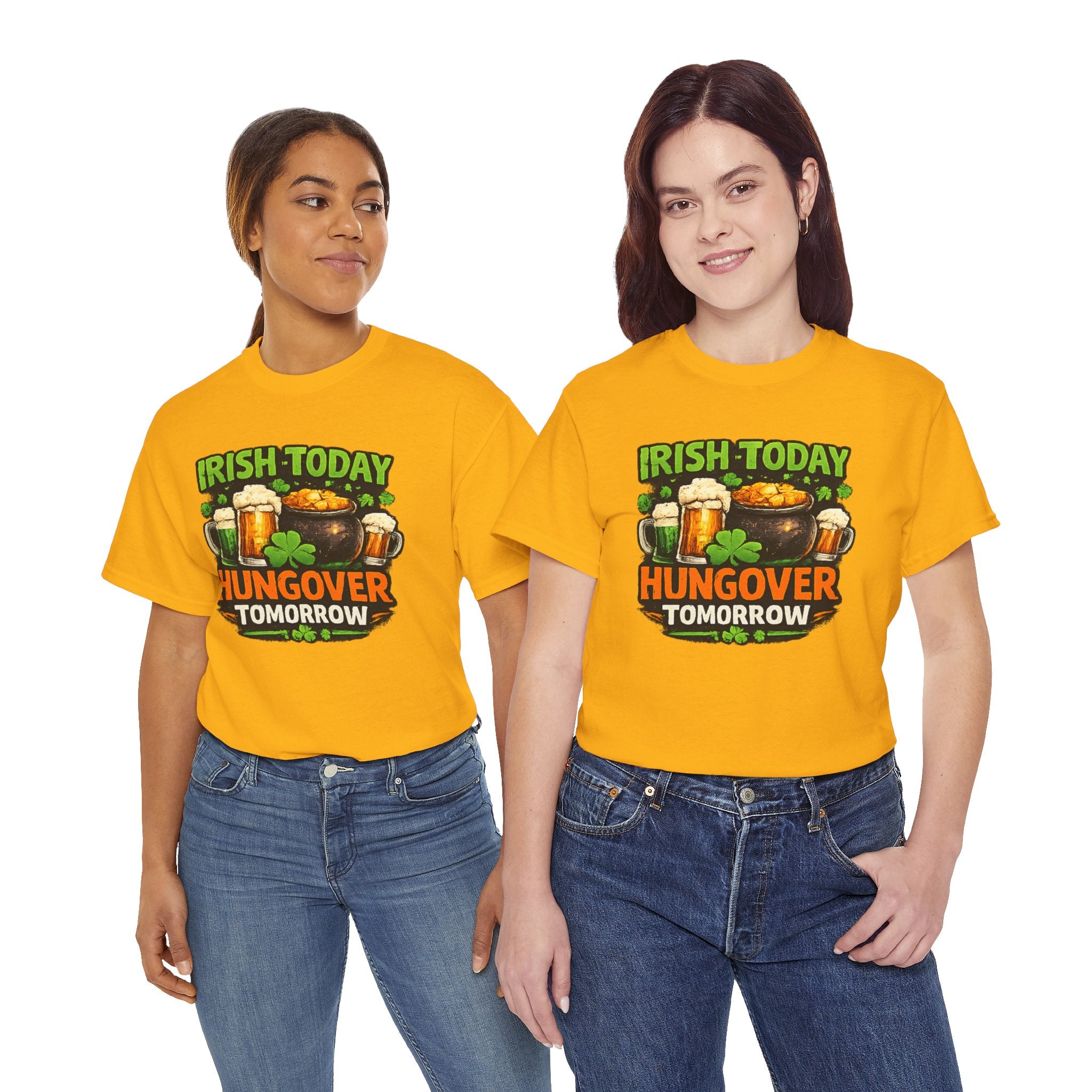 St. Patrick's Day Shirt  "Irish Today, Hungover Tomorrow" Beer & Shamrock Graphic Tee | 100% Cotton