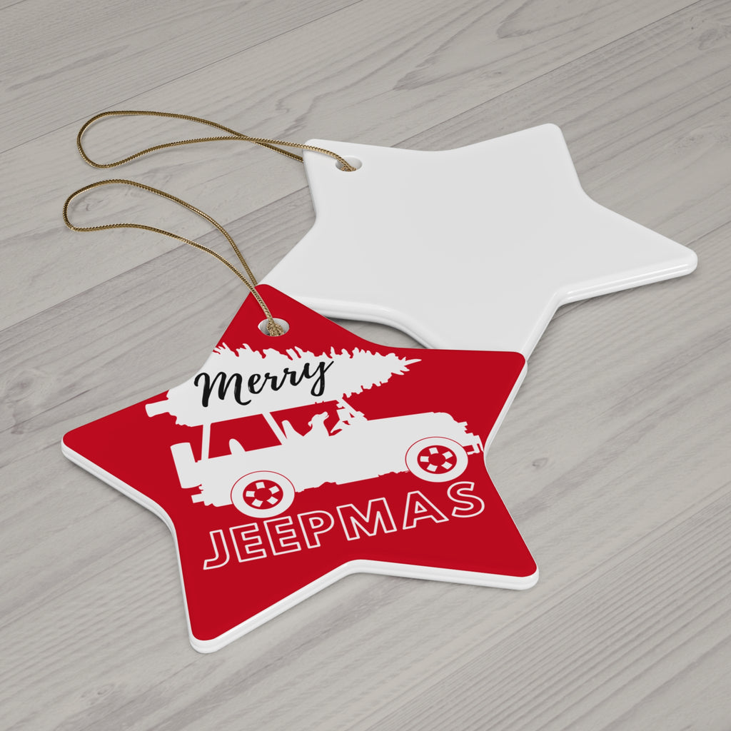 Merry Jeepmas Ceramic Ornament Gray/Silver