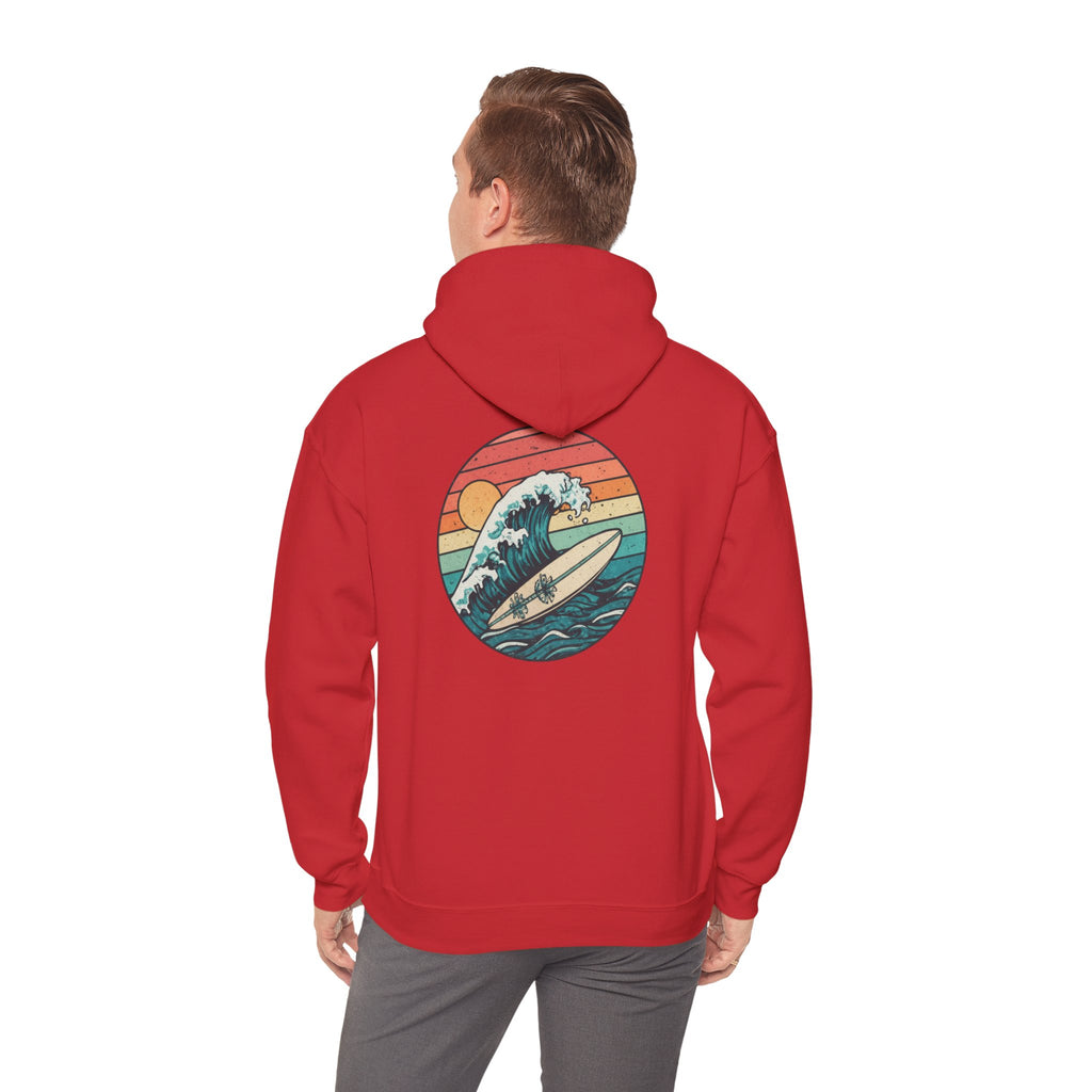 Surf Wave Hoodie — Retro Sunset Surfing Graphic Sweatshirt