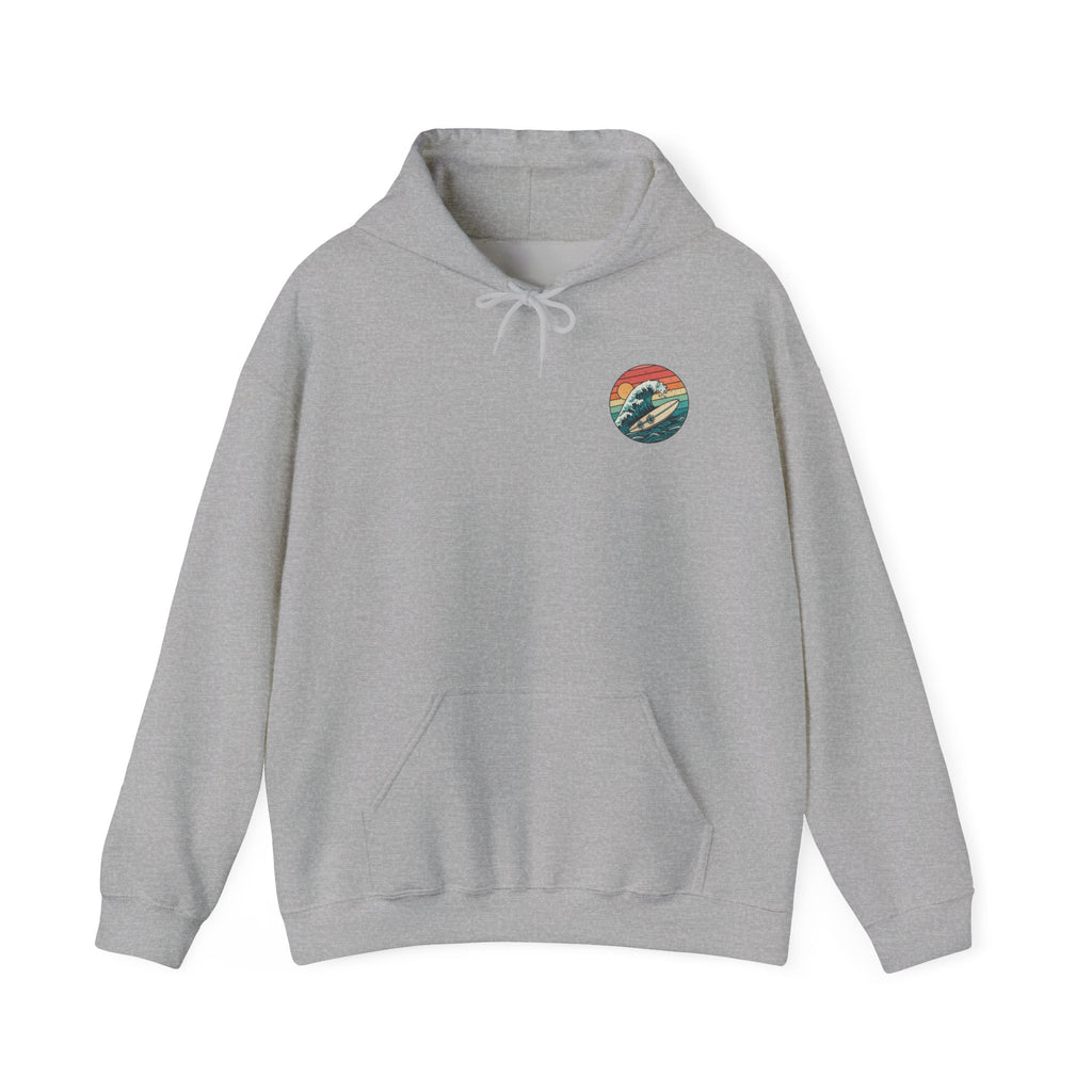 Surf Wave Hoodie — Retro Sunset Surfing Graphic Sweatshirt