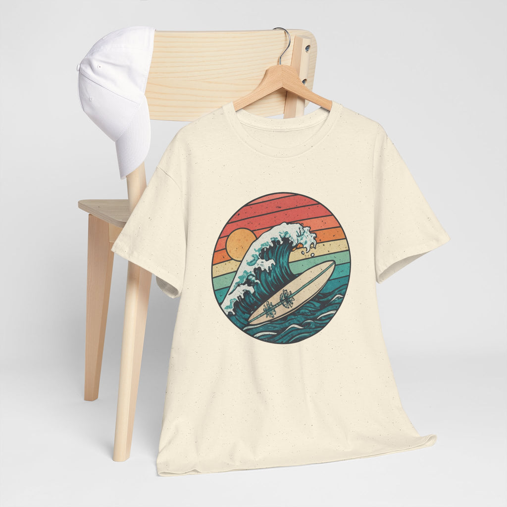Retro Surf Wave T-Shirt — Vintage Sunset Surfboard Design
