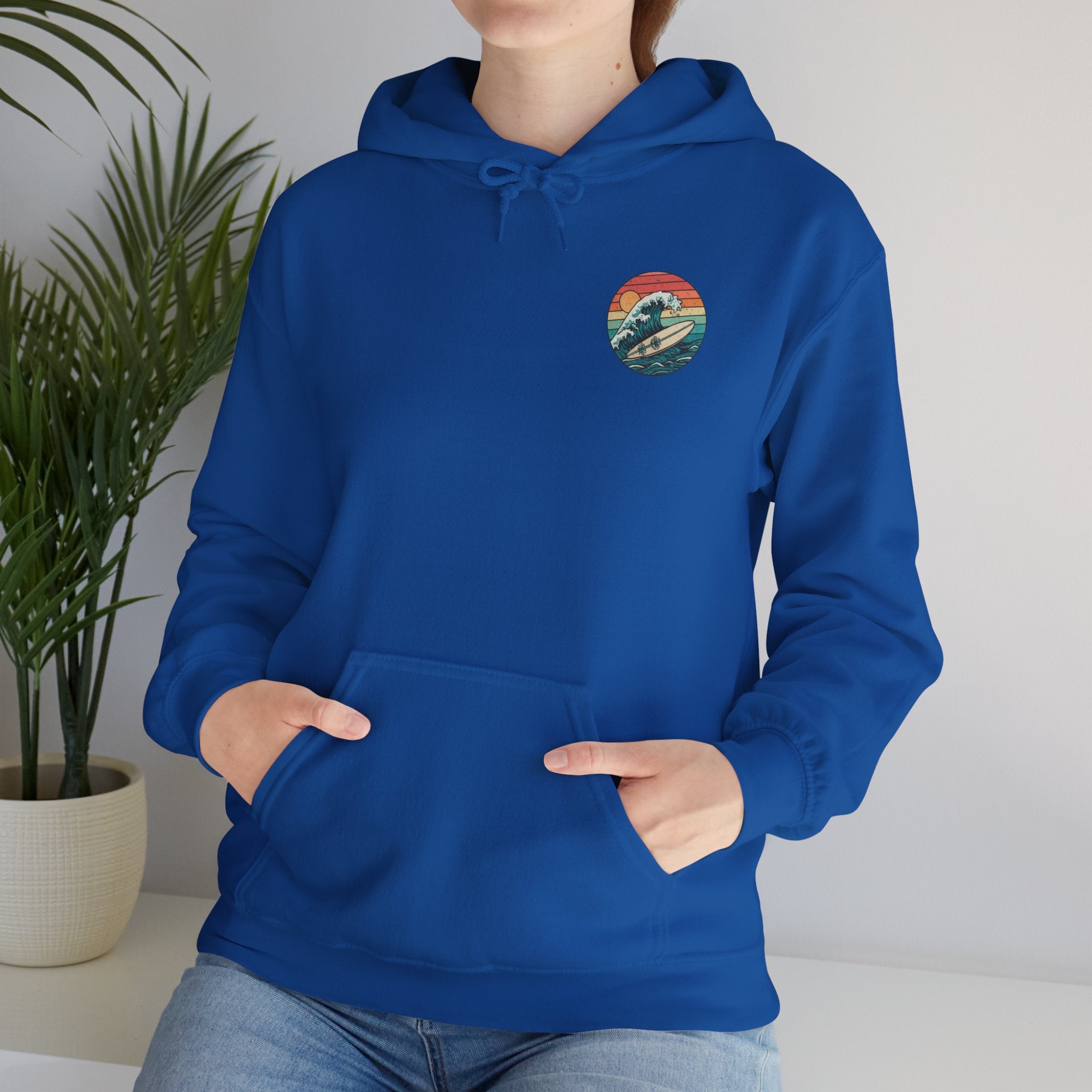 Surf Wave Hoodie — Retro Sunset Surfing Graphic Sweatshirt