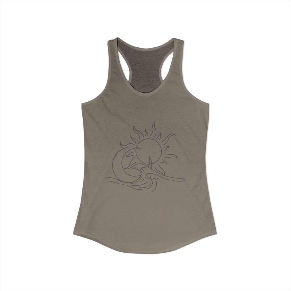 Sun and Waves Racerback Tank - Women's Ideal Summer Top for Chill Vibes and Outdoor Activities, Beachwear, Athletic Shirt