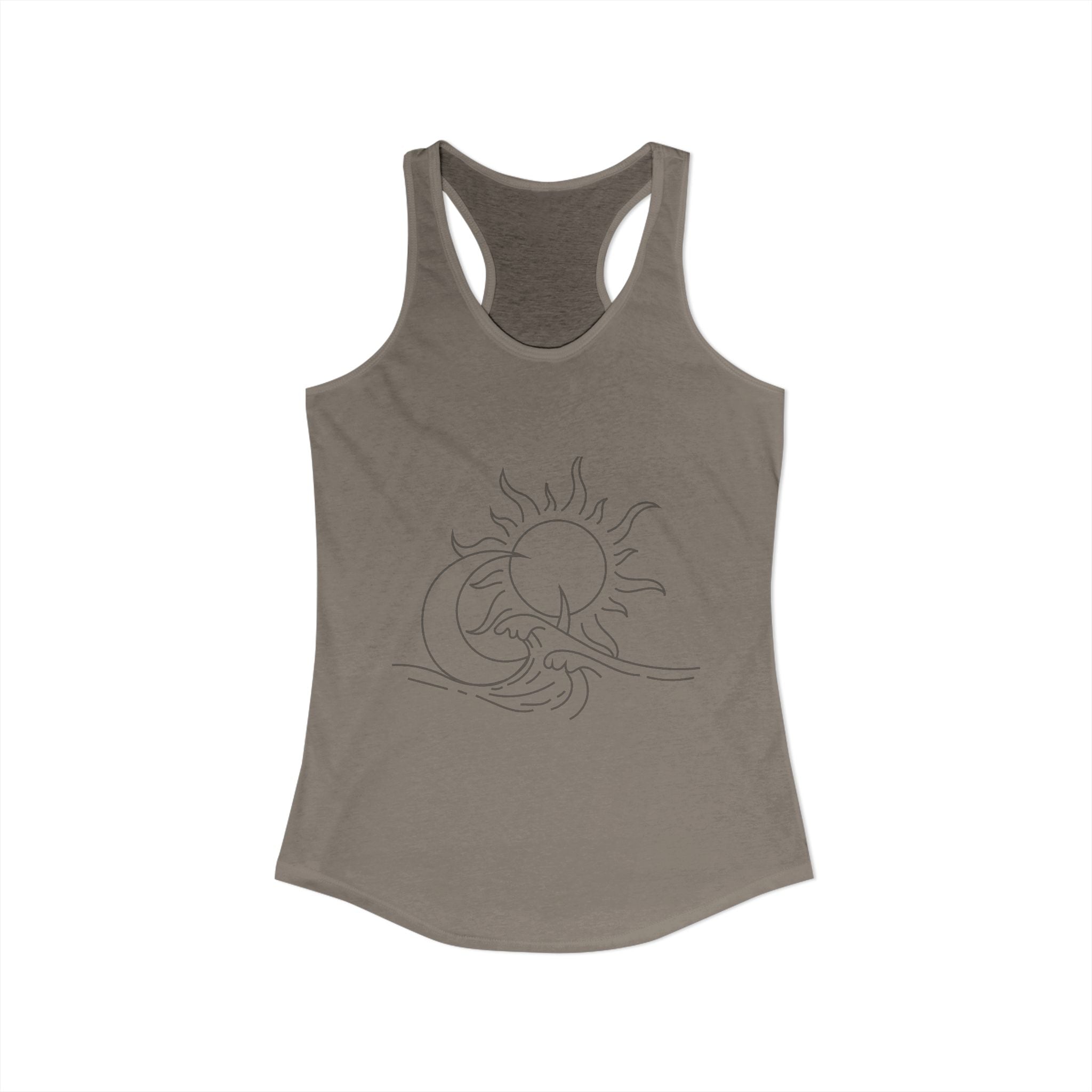 Sun and Waves Racerback Tank - Women's Ideal Summer Top for Chill Vibes and Outdoor Activities, Beachwear, Athletic Shirt