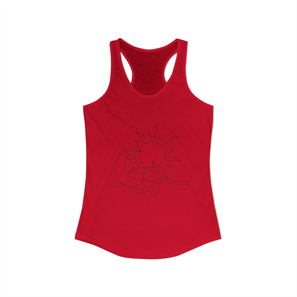 Sun and Waves Racerback Tank - Women's Ideal Summer Top for Chill Vibes and Outdoor Activities, Beachwear, Athletic Shirt