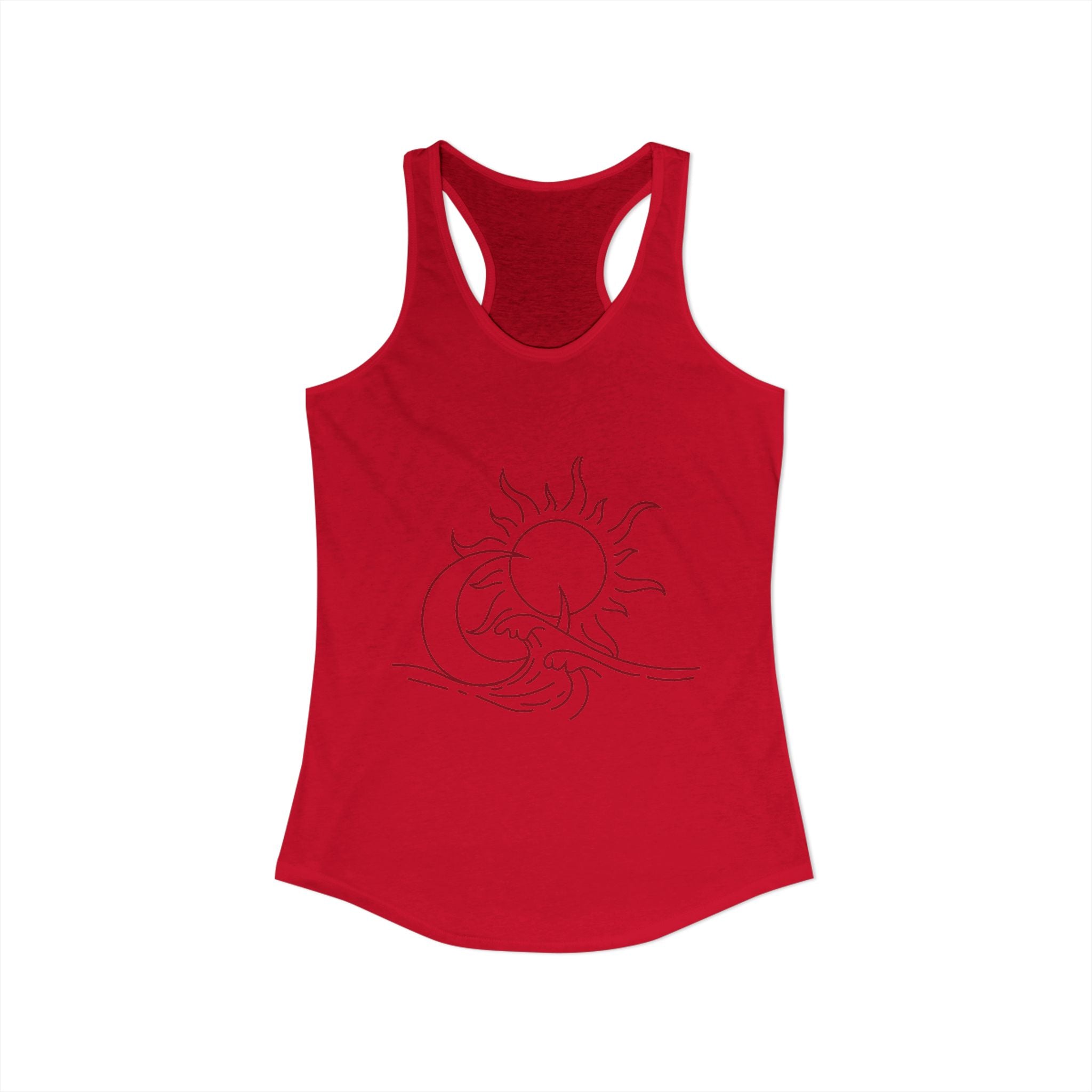 Sun and Waves Racerback Tank - Women's Ideal Summer Top for Chill Vibes and Outdoor Activities, Beachwear, Athletic Shirt