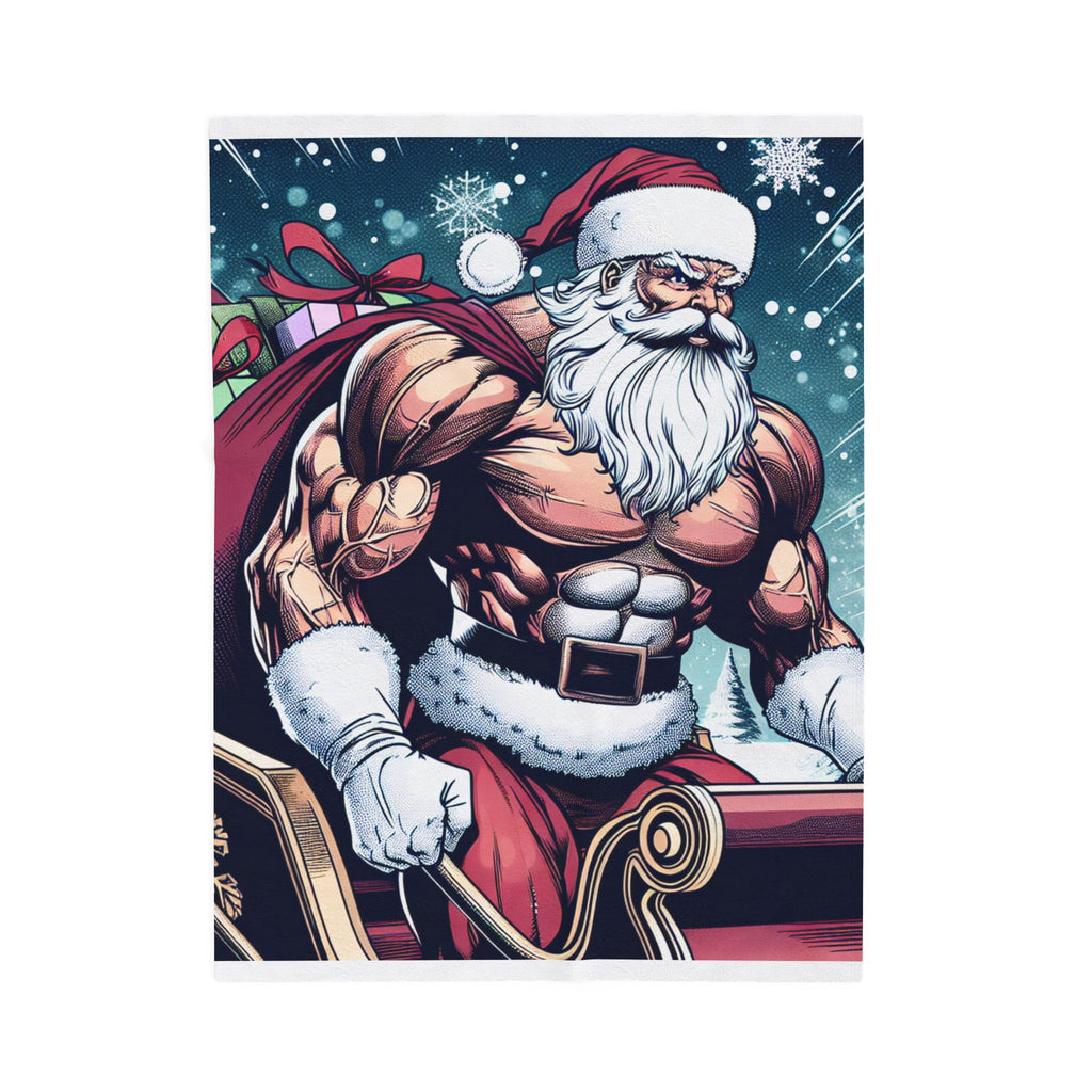 Christmas Super Hero Santa Sleigh Velveteen Plush Blanket