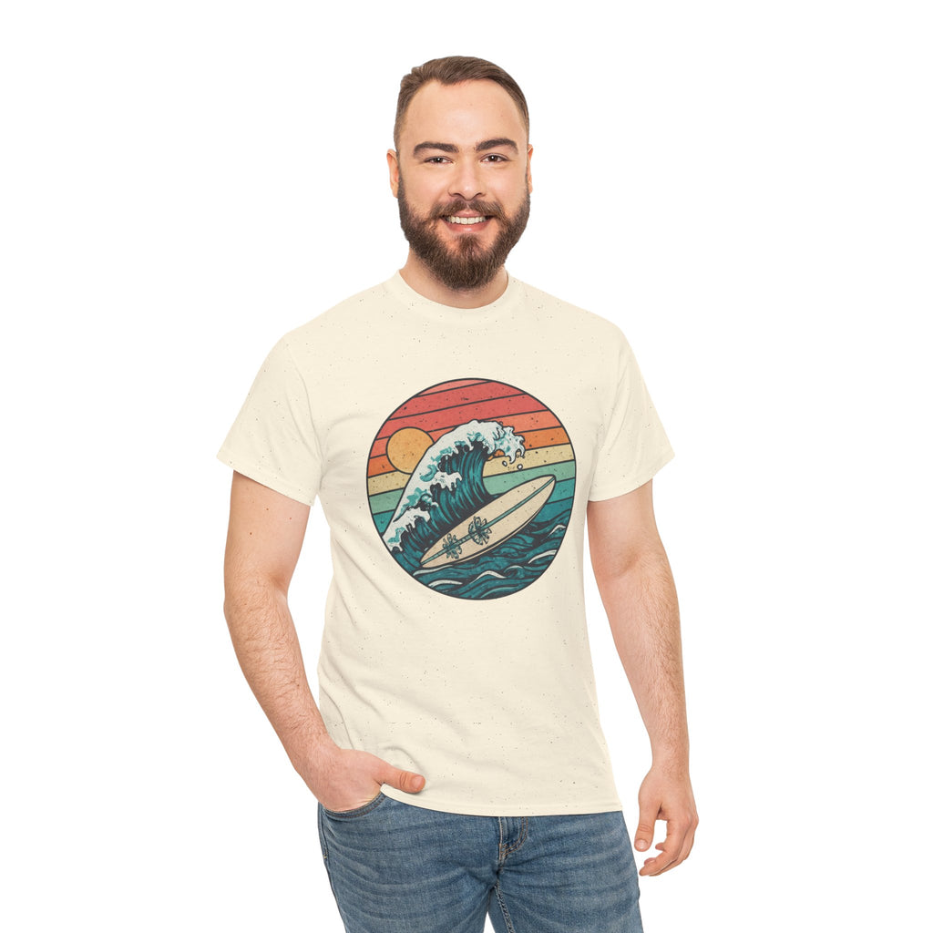 Retro Surf Wave T-Shirt — Vintage Sunset Surfboard Design
