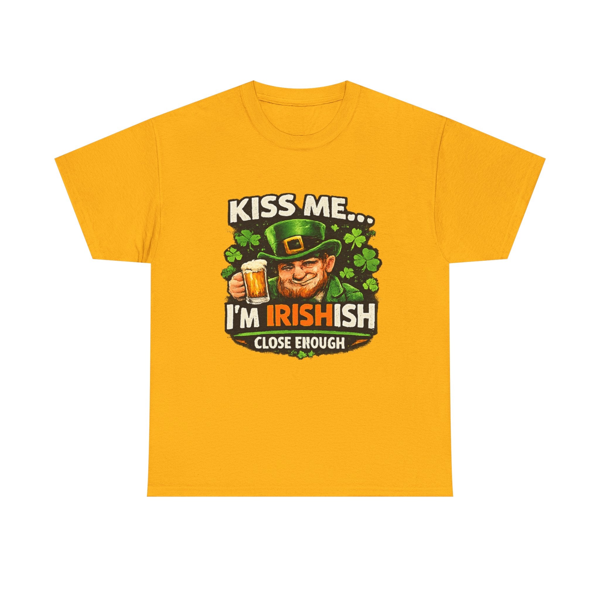 St. Patrick's Day Shirt  "Kiss Me… I'm Irish(ish), Close Enough" Leprechaun Graphic Tee | 100% Cotton