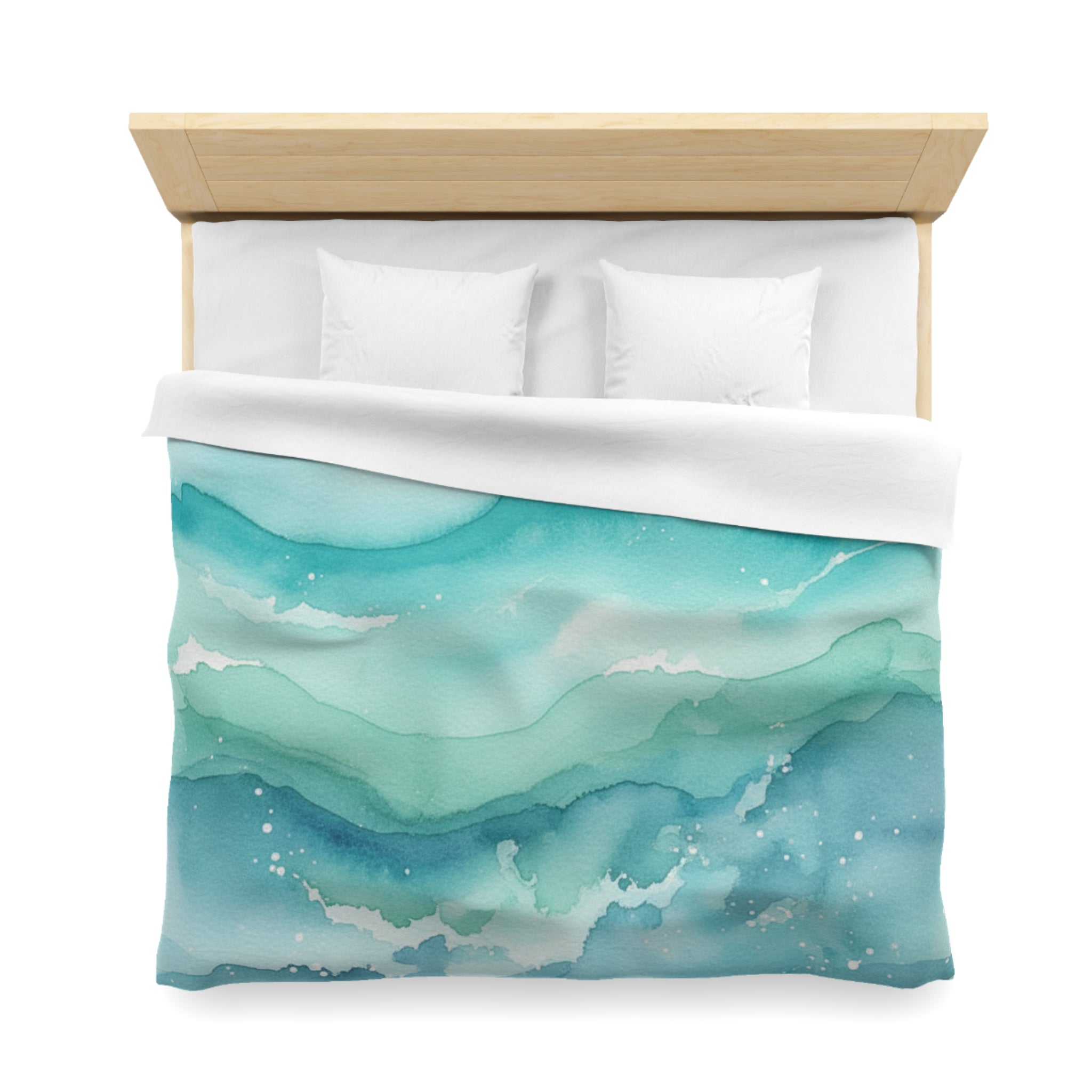Ocean Wave Watercolor Microfiber Duvet Cover