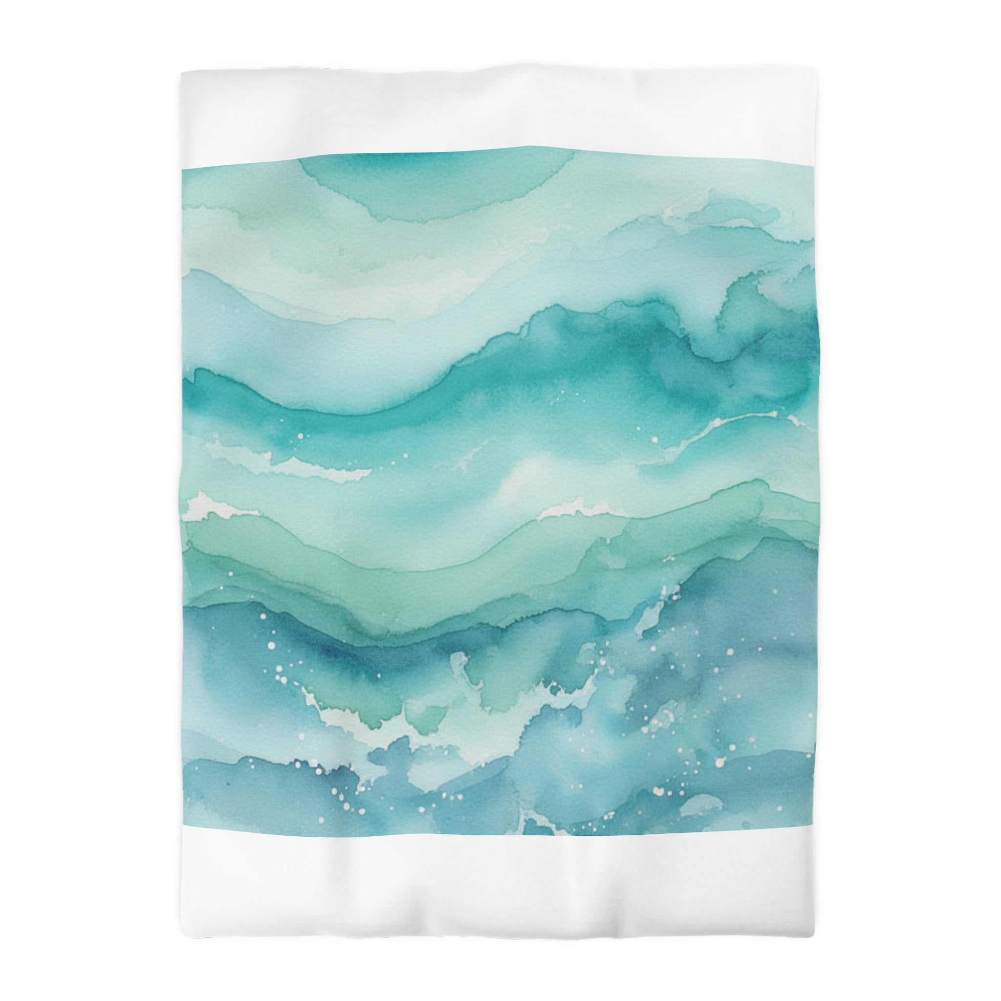 Ocean Wave Watercolor Microfiber Duvet Cover