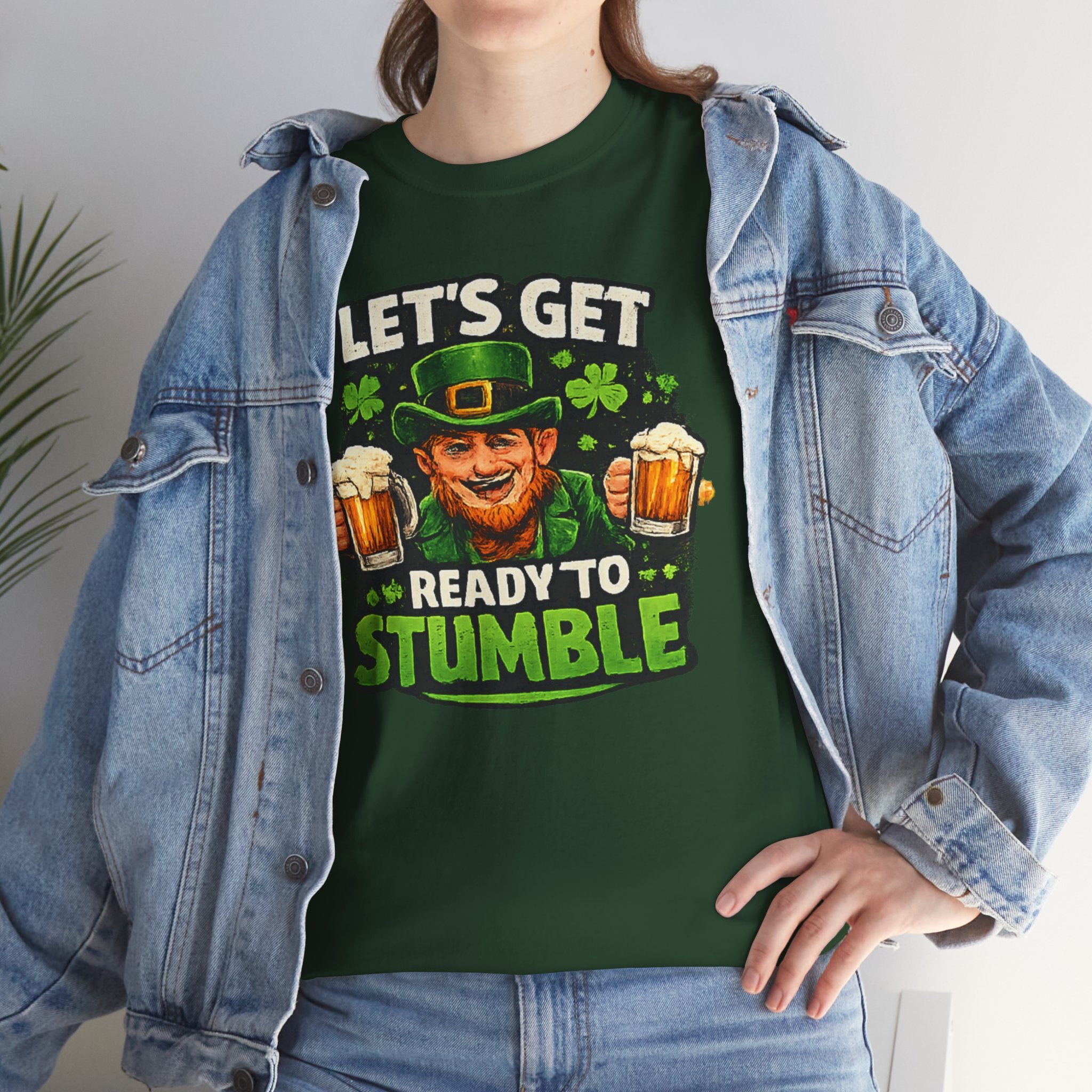 ☘ St. Patrick's Day Shirt — "Let's Get Ready to Stumble" Leprechaun Beer Tee | 100% Cotton