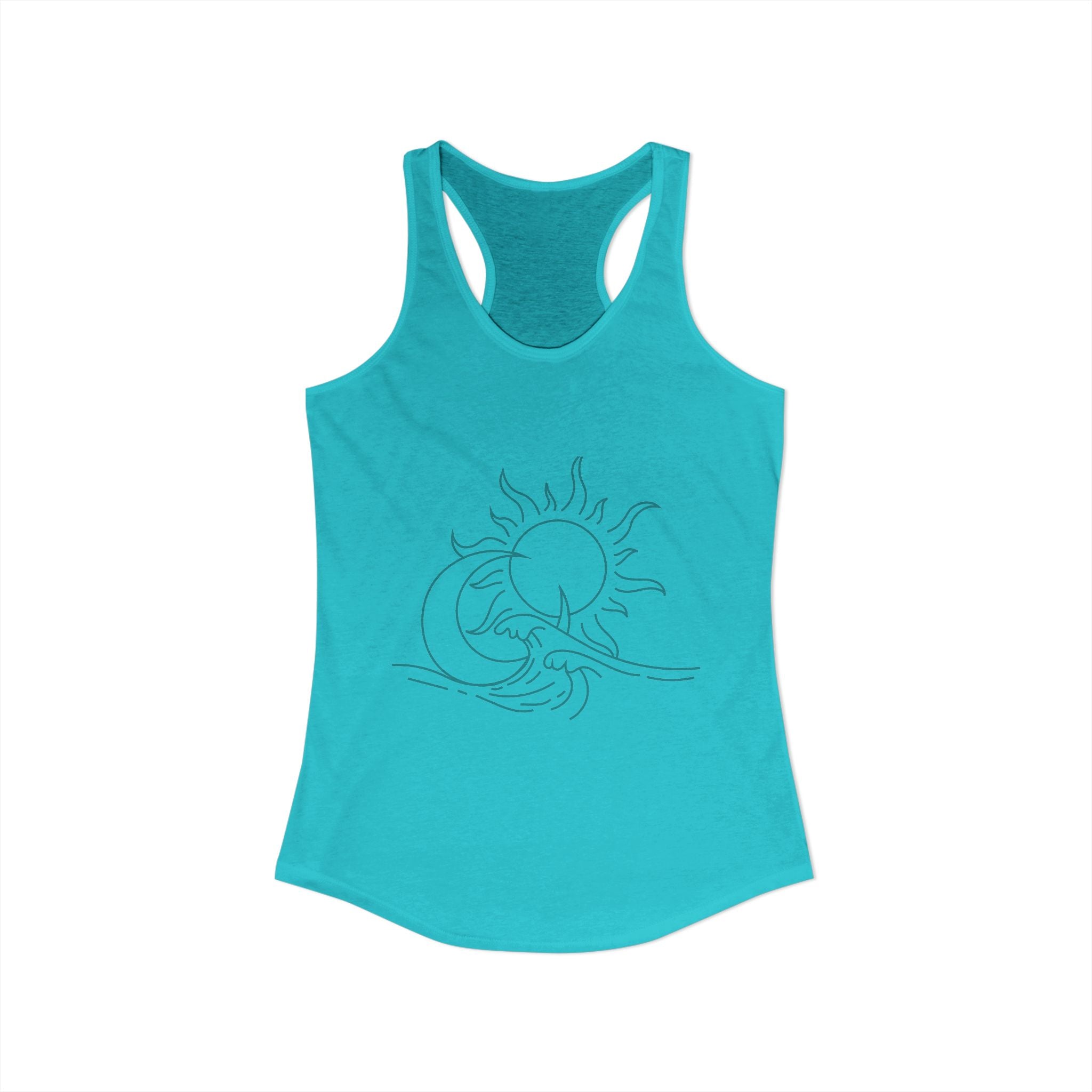Sun and Waves Racerback Tank - Women's Ideal Summer Top for Chill Vibes and Outdoor Activities, Beachwear, Athletic Shirt