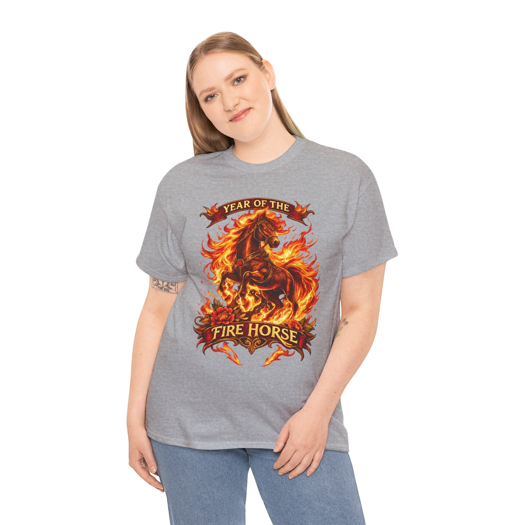 Year of the Fire Horse T-Shirt — Rearing Horse Flame Graphic Tee | Chinese Zodiac | 100% Cotton