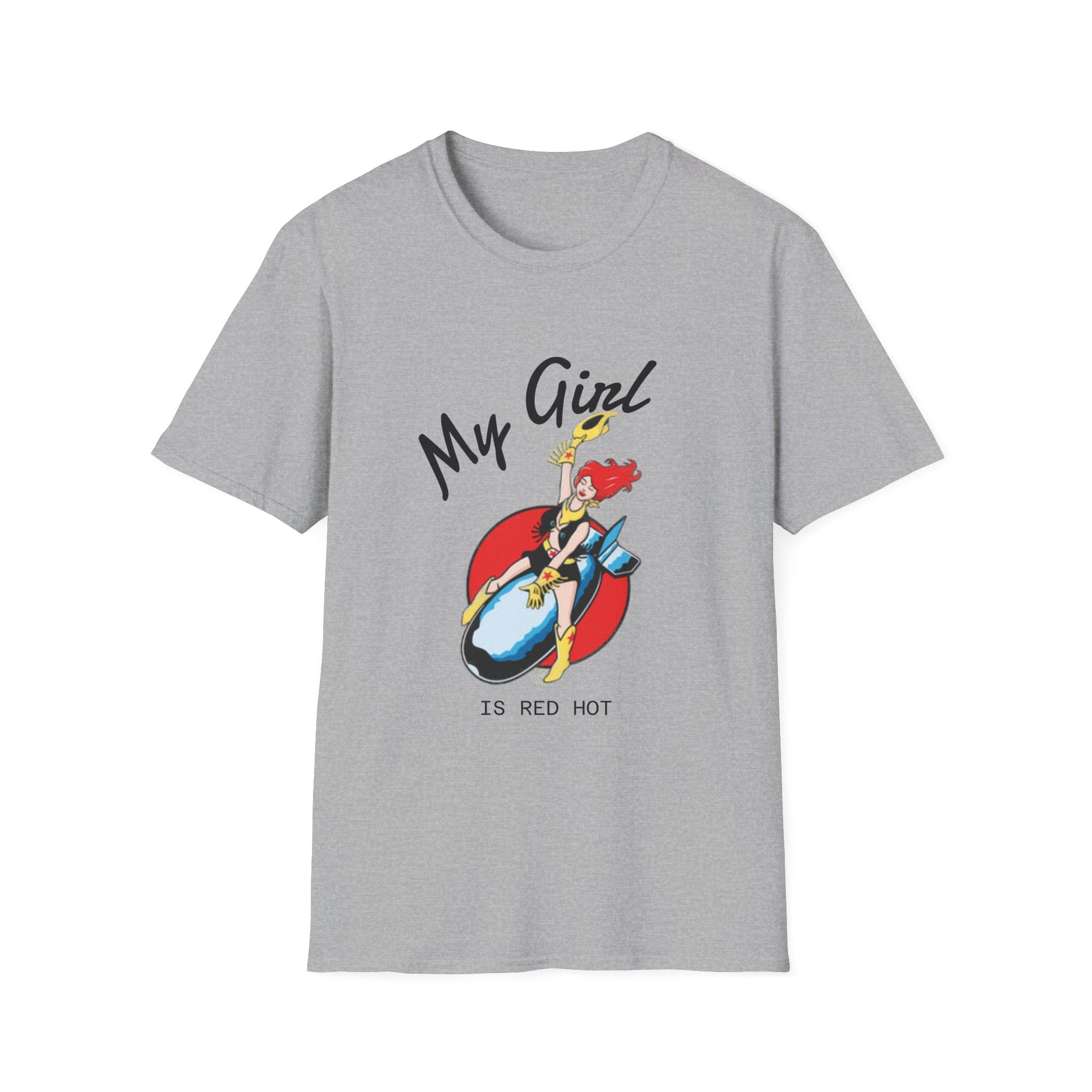 Space Girl Cowboy Riding Rocket Unisex T-Shirt, Red Hot Oldie Goodie Graphic Tee, Retro Space Cowgirl Top, Vintage Cowgirl, Sci-Fi