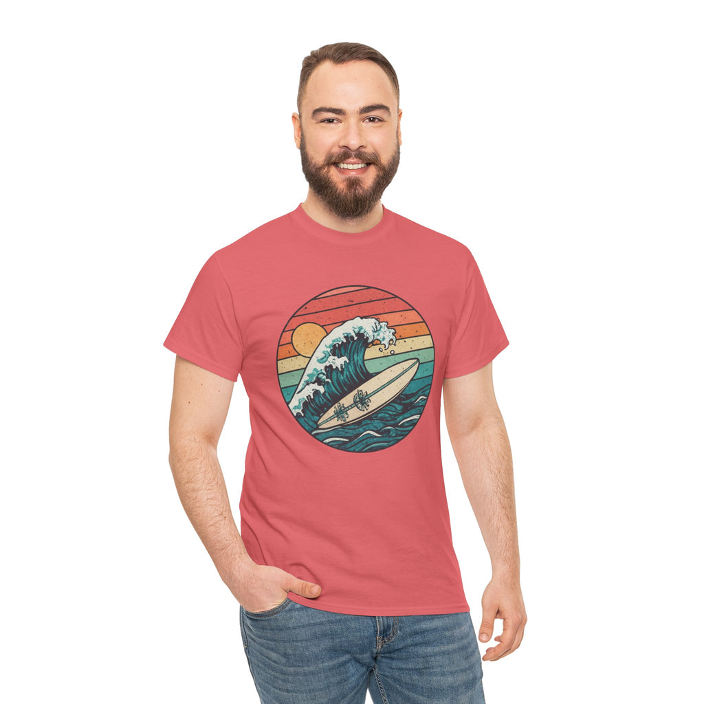Retro Surf Wave T-Shirt — Vintage Sunset Surfboard Design