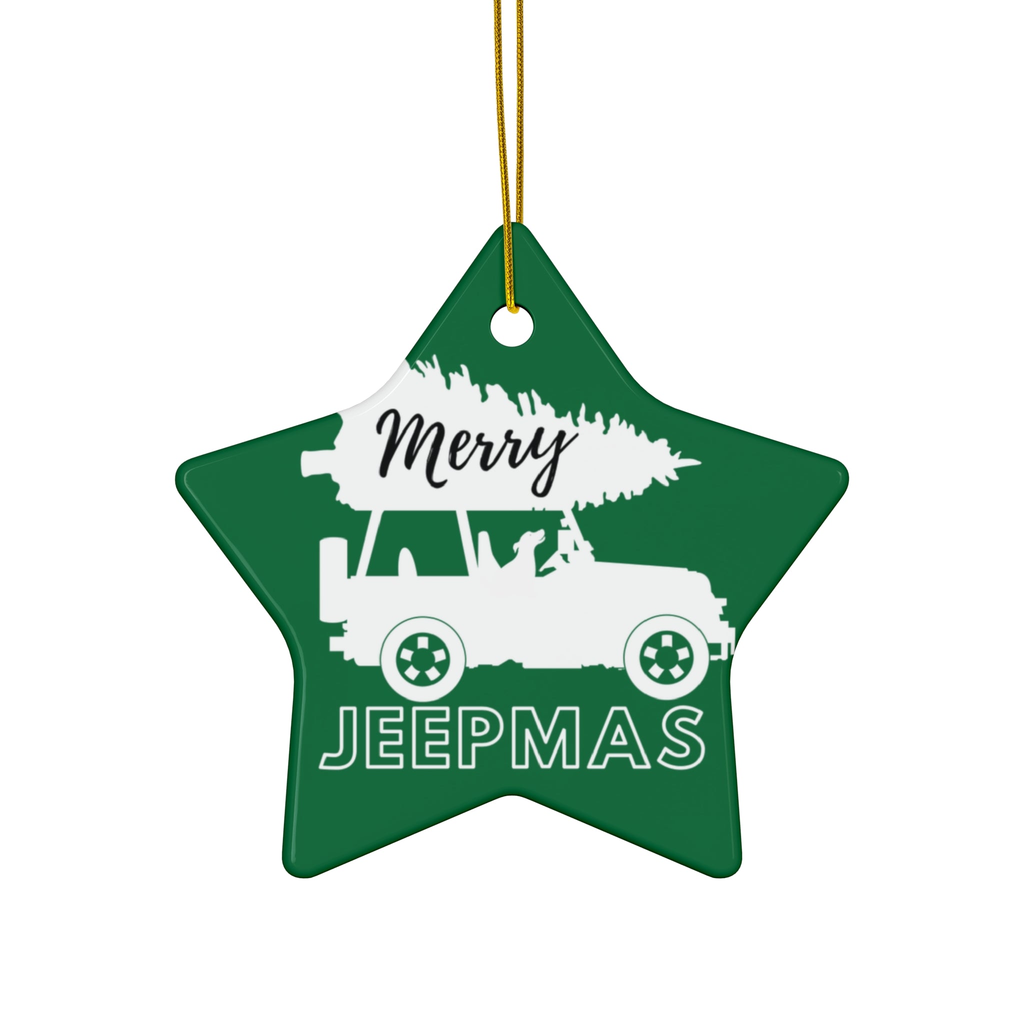 Merry Jeepmas Ceramic Ornament Green