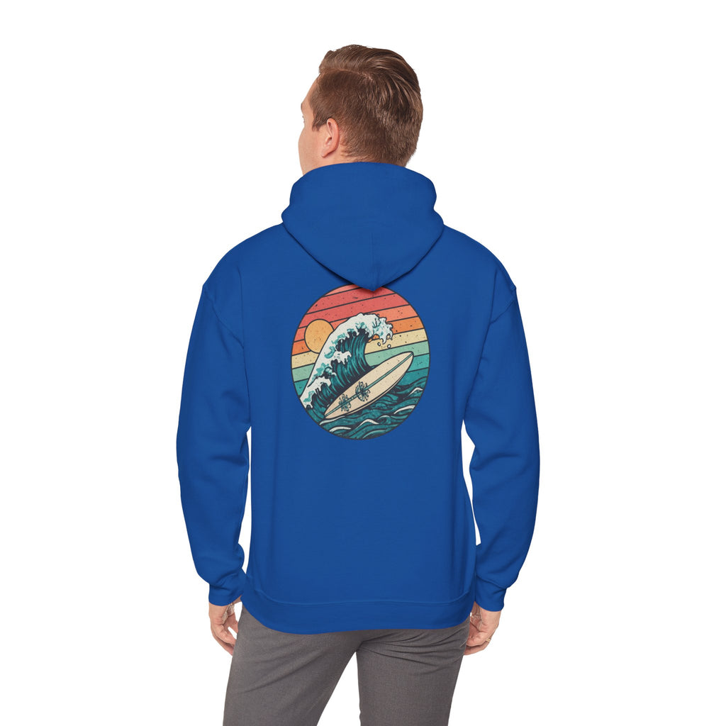 Surf Wave Hoodie — Retro Sunset Surfing Graphic Sweatshirt