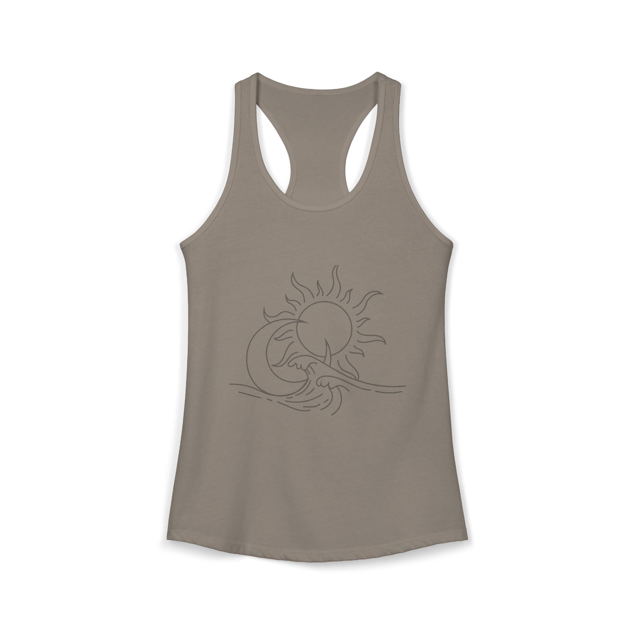 Sun and Waves Racerback Tank - Women's Ideal Summer Top for Chill Vibes and Outdoor Activities, Beachwear, Athletic Shirt