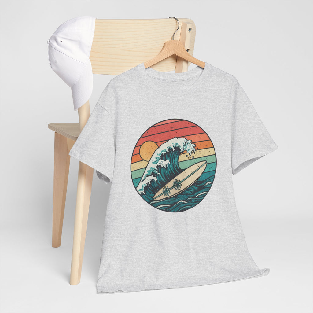 Retro Surf Wave T-Shirt — Vintage Sunset Surfboard Design