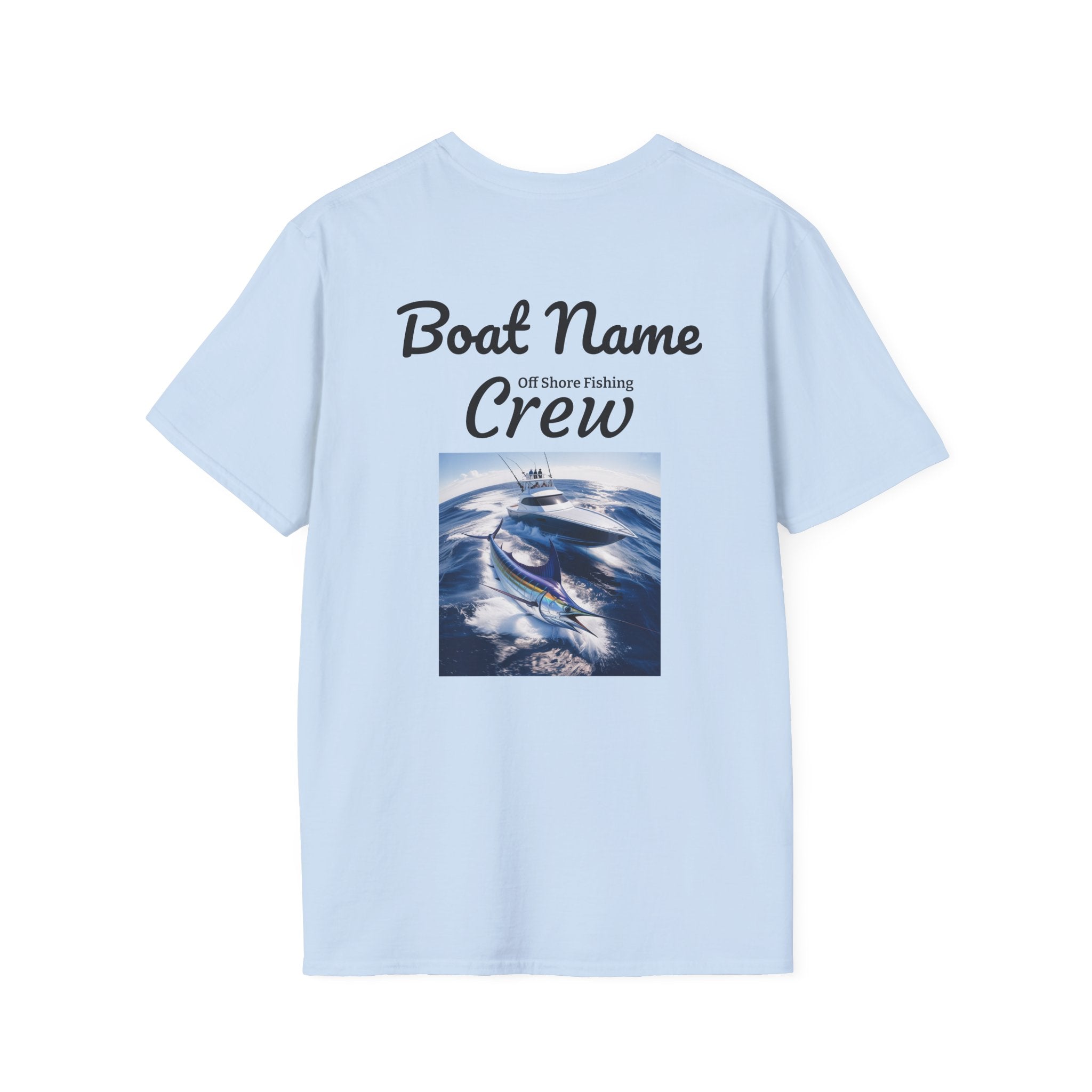 Off Shore Fishing Crew Team Personalized Unisex T-Shirt - Boat Name Shirt, Custom Fishing Tee, Nautical Crew Apparel