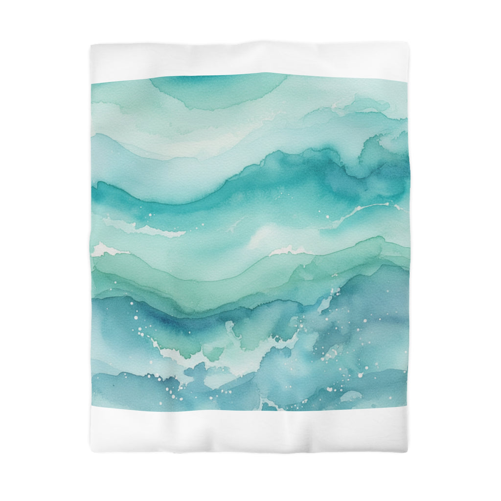 Ocean Wave Watercolor Microfiber Duvet Cover