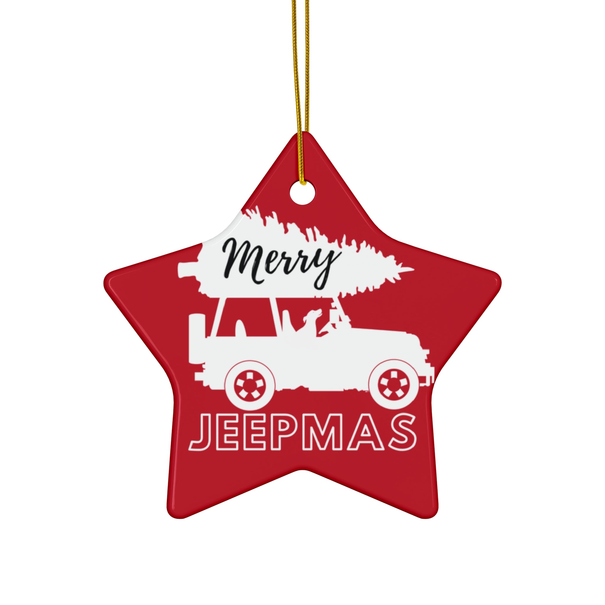 Merry Jeepmas Ceramic Ornament Gray/Silver