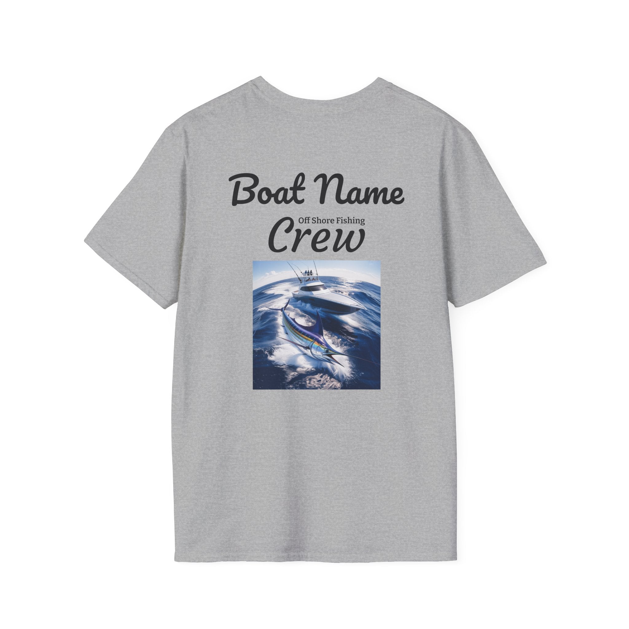 Off Shore Fishing Crew Team Personalized Unisex T-Shirt - Boat Name Shirt, Custom Fishing Tee, Nautical Crew Apparel