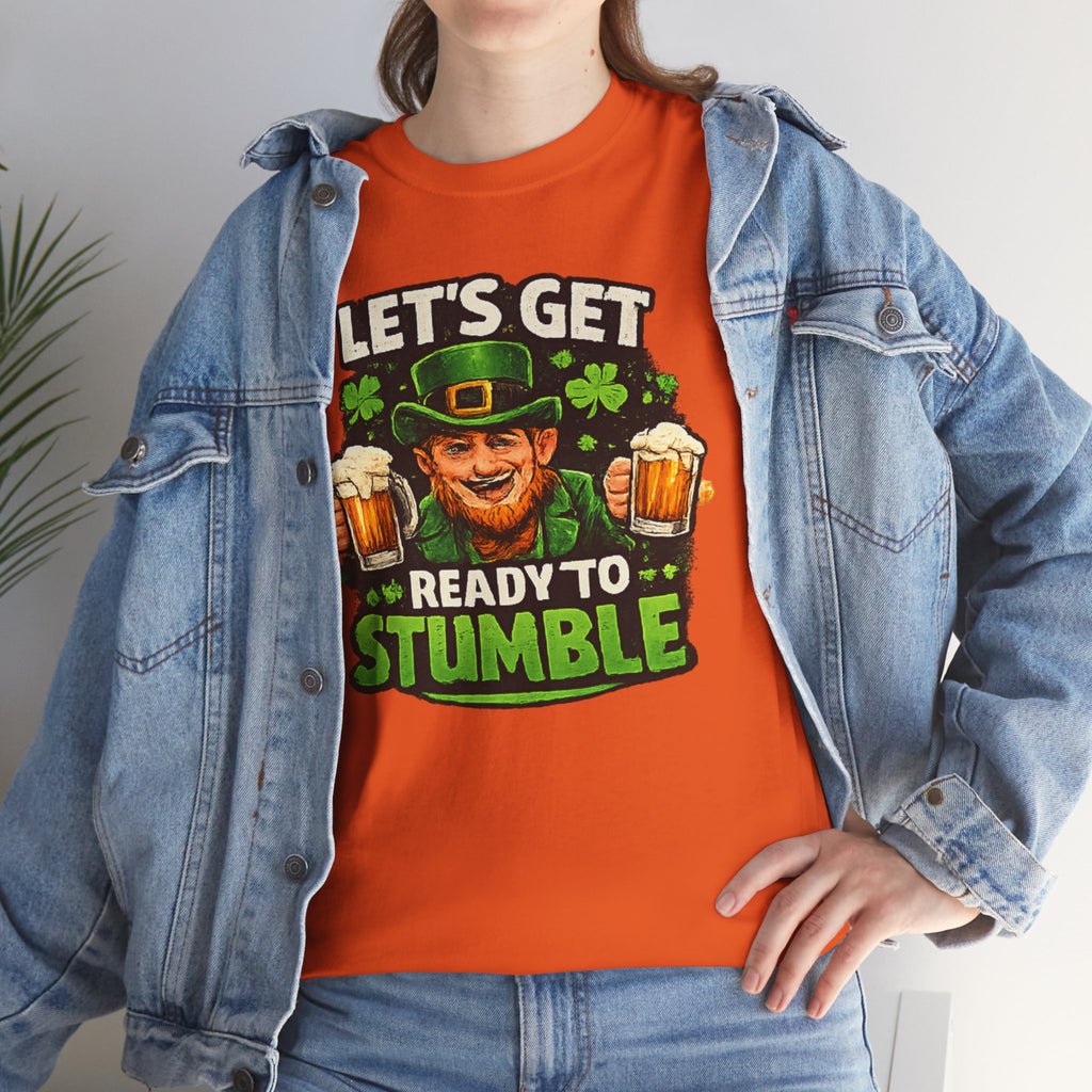 ☘ St. Patrick's Day Shirt — "Let's Get Ready to Stumble" Leprechaun Beer Tee | 100% Cotton