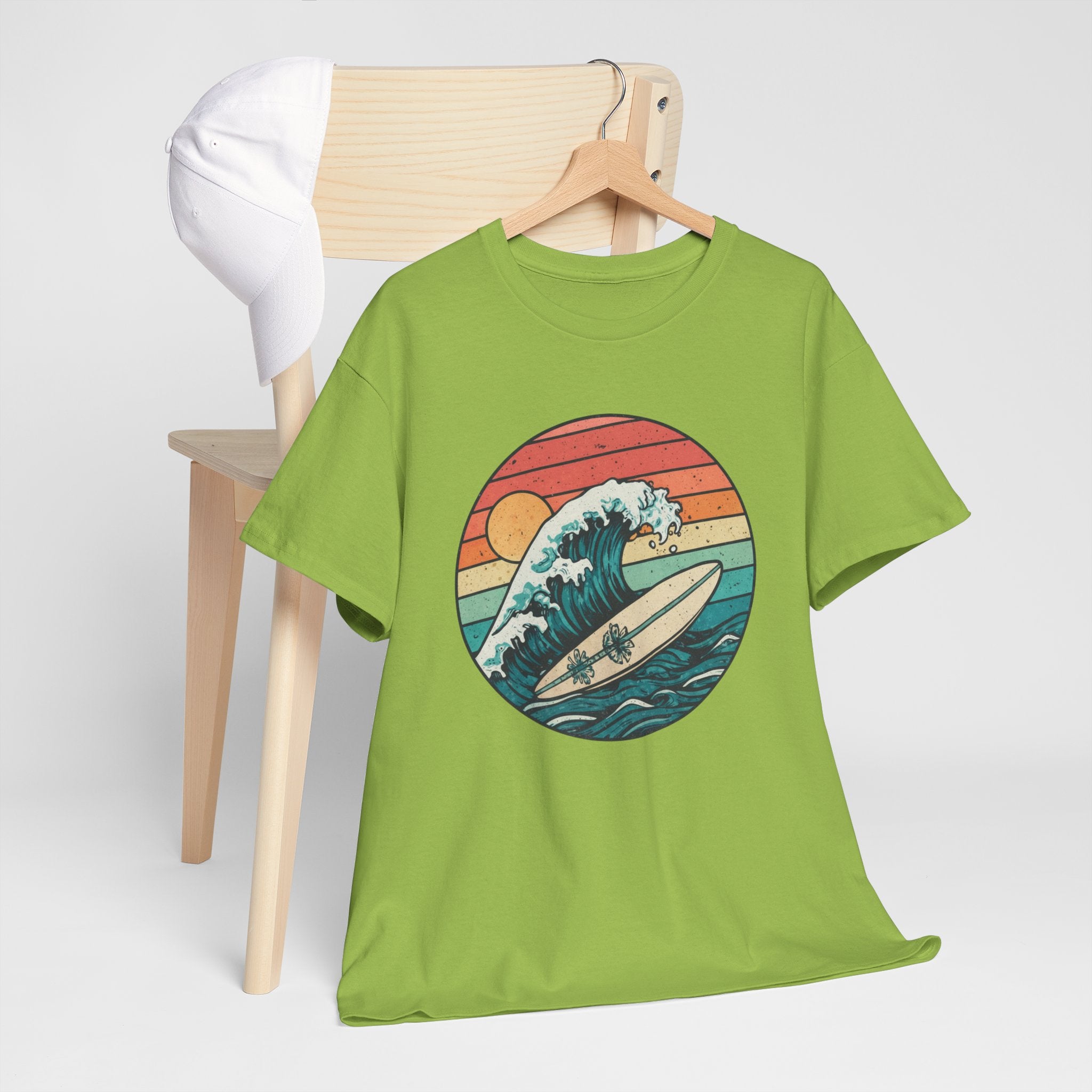 Retro Surf Wave T-Shirt — Vintage Sunset Surfboard Design