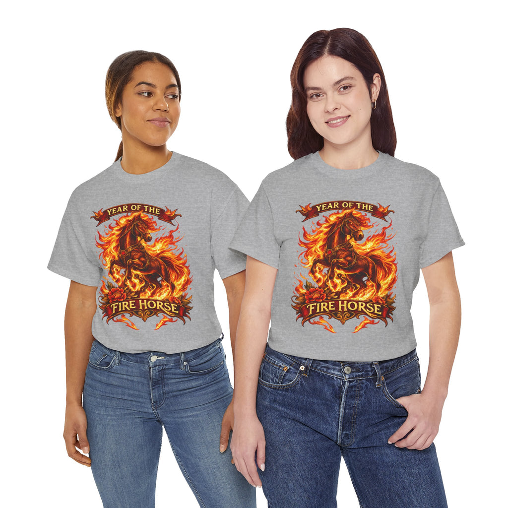 Year of the Fire Horse T-Shirt — Rearing Horse Flame Graphic Tee | Chinese Zodiac | 100% Cotton