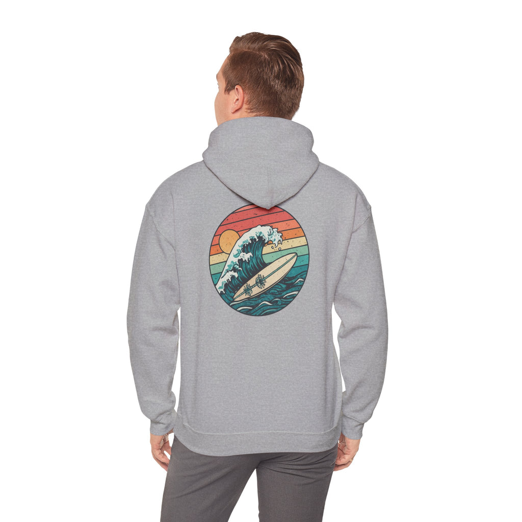 Surf Wave Hoodie — Retro Sunset Surfing Graphic Sweatshirt
