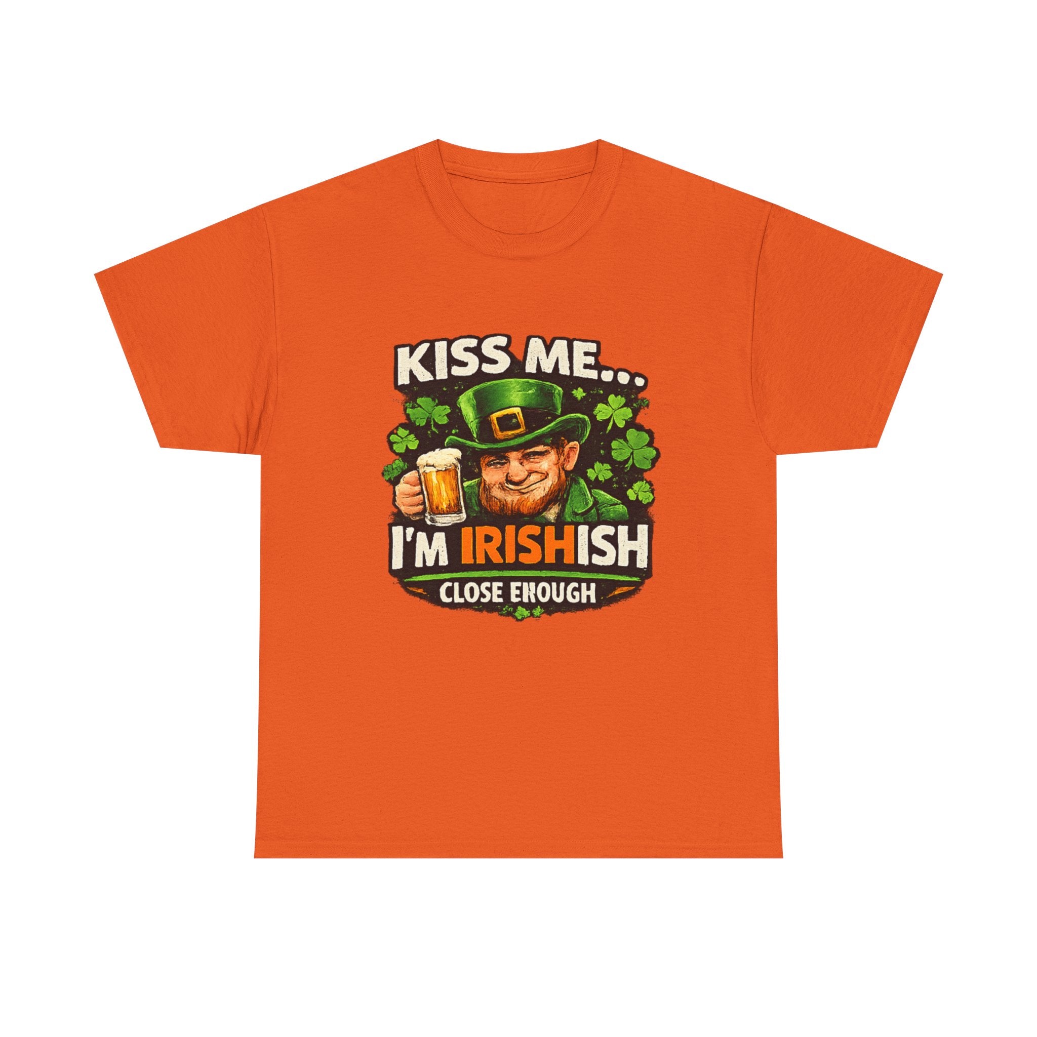 St. Patrick's Day Shirt  "Kiss Me… I'm Irish(ish), Close Enough" Leprechaun Graphic Tee | 100% Cotton