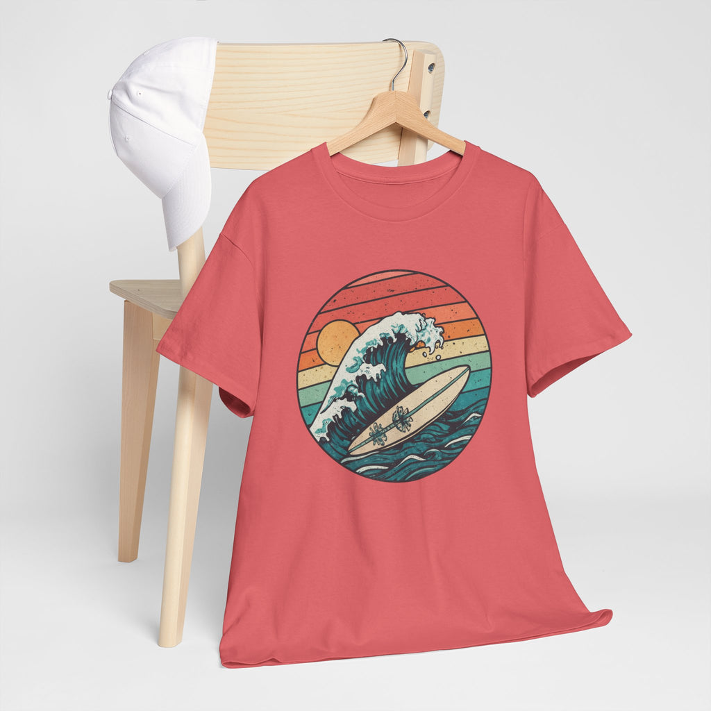 Retro Surf Wave T-Shirt — Vintage Sunset Surfboard Design