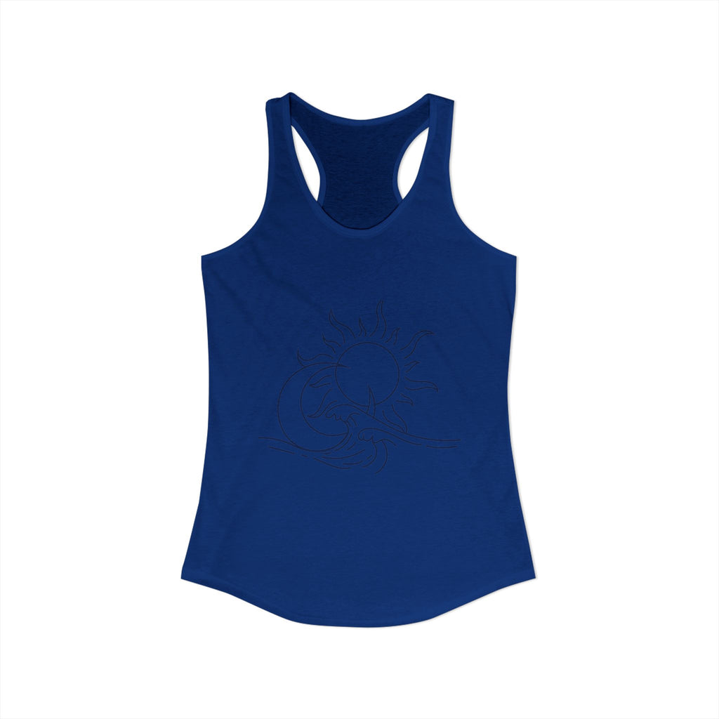 Sun and Waves Racerback Tank - Women's Ideal Summer Top for Chill Vibes and Outdoor Activities, Beachwear, Athletic Shirt