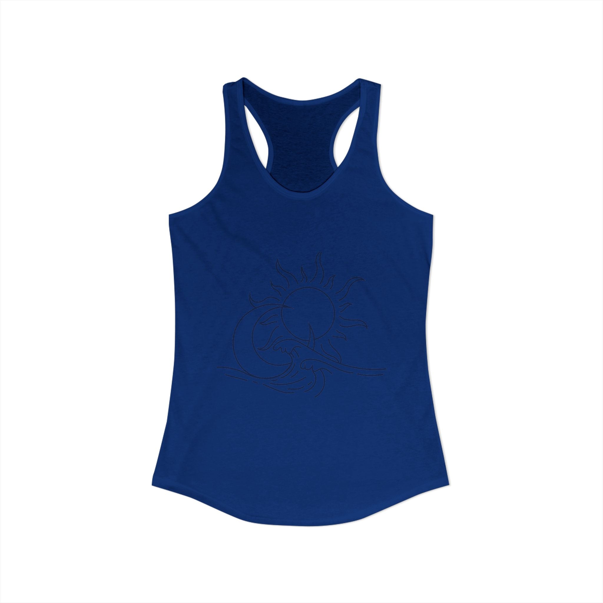Sun and Waves Racerback Tank - Women's Ideal Summer Top for Chill Vibes and Outdoor Activities, Beachwear, Athletic Shirt