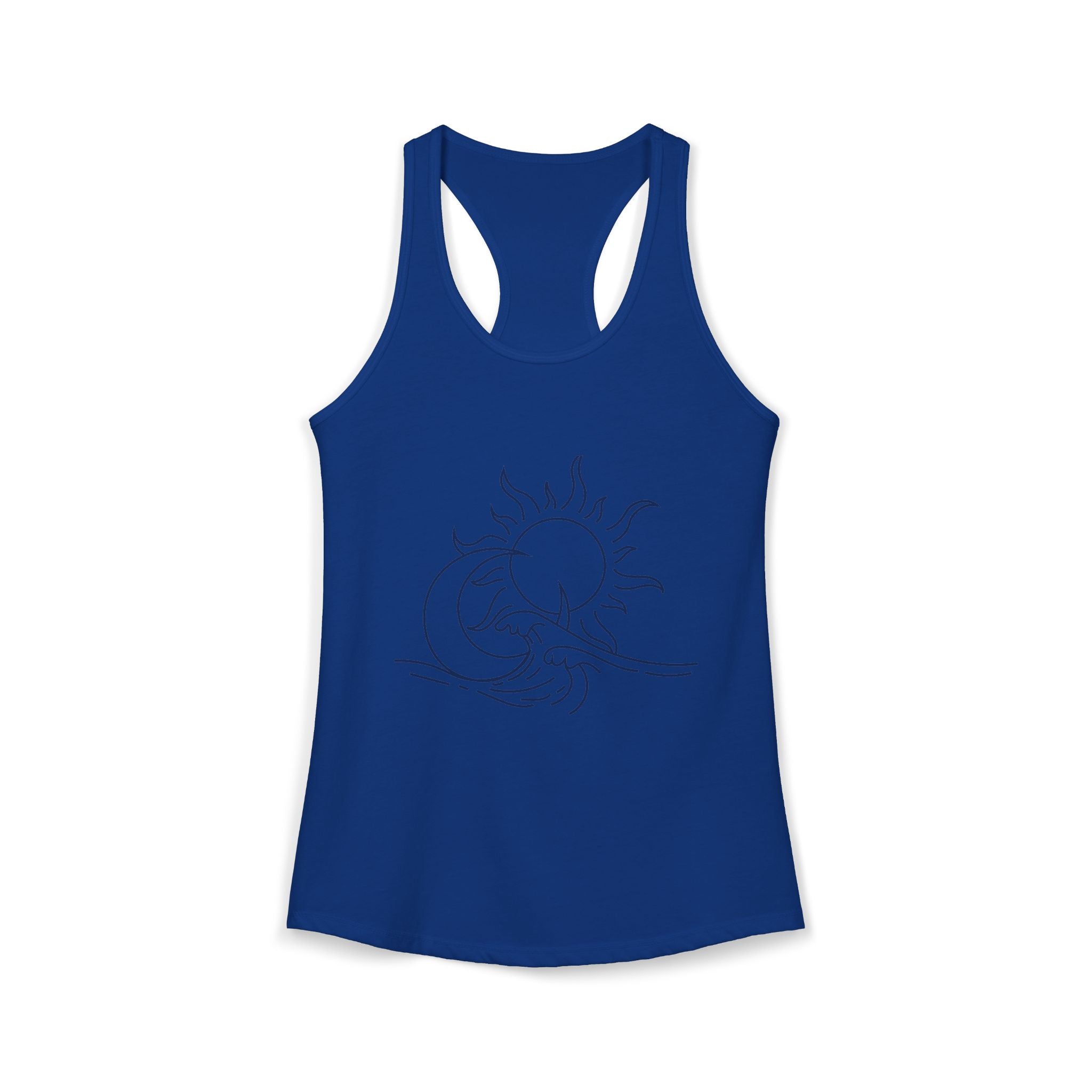 Sun and Waves Racerback Tank - Women's Ideal Summer Top for Chill Vibes and Outdoor Activities, Beachwear, Athletic Shirt