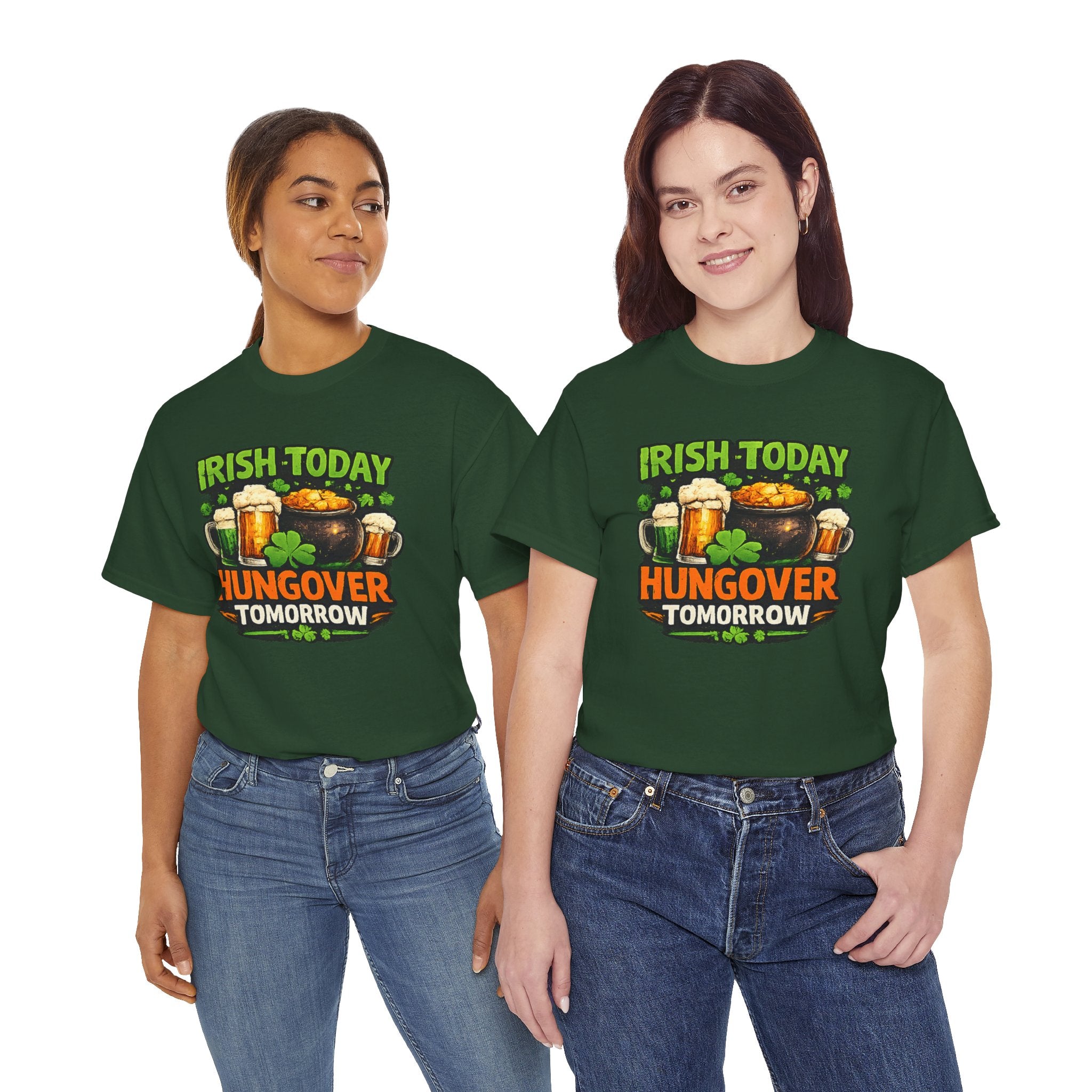 St. Patrick's Day Shirt  "Irish Today, Hungover Tomorrow" Beer & Shamrock Graphic Tee | 100% Cotton