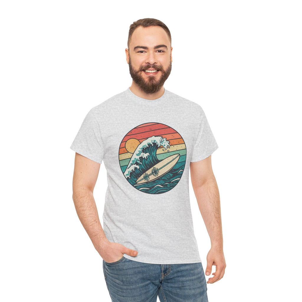 Retro Surf Wave T-Shirt — Vintage Sunset Surfboard Design