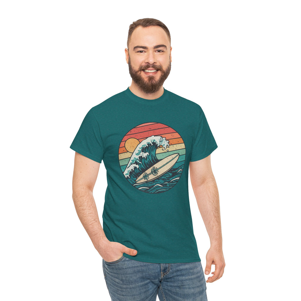 Retro Surf Wave T-Shirt — Vintage Sunset Surfboard Design