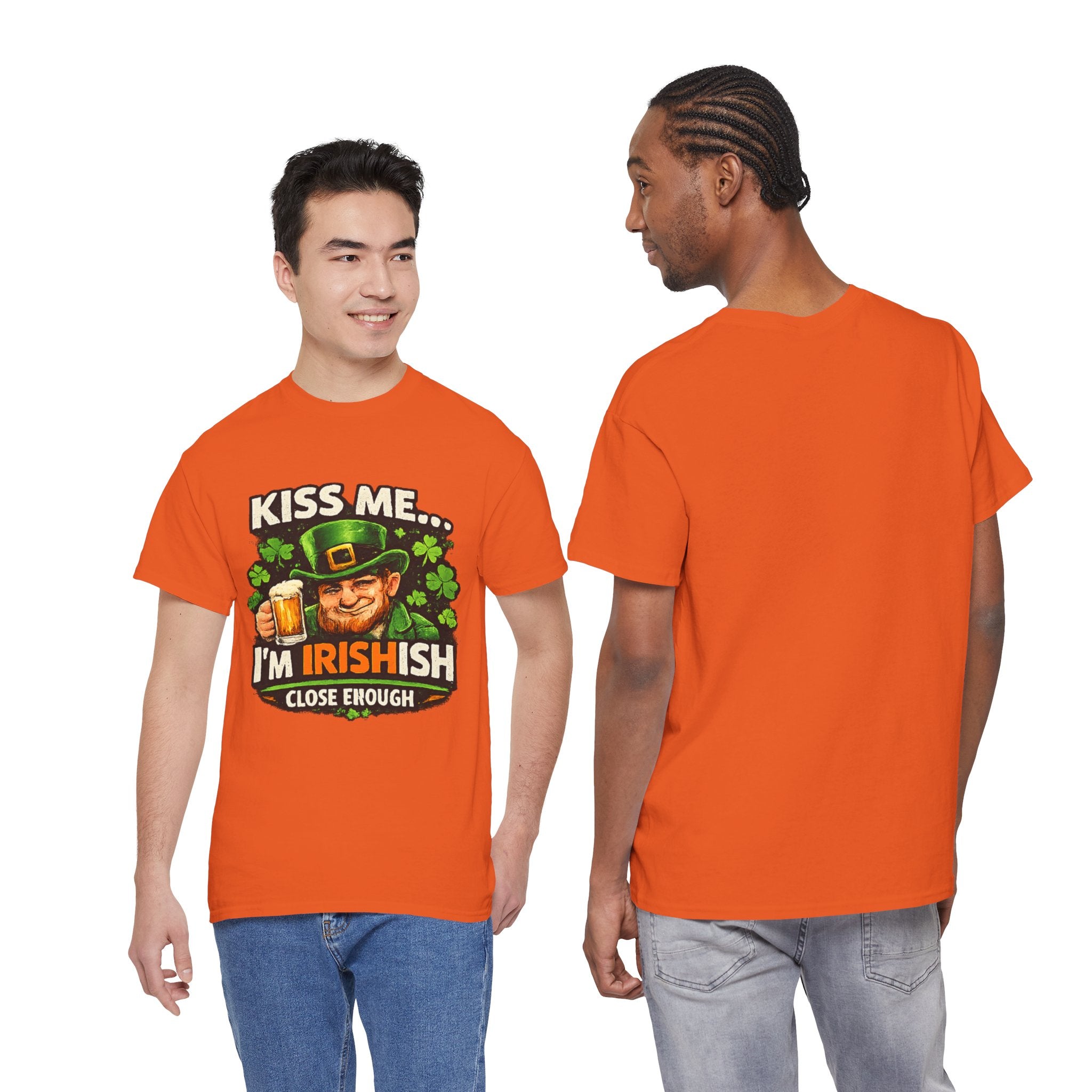 St. Patrick's Day Shirt  "Kiss Me… I'm Irish(ish), Close Enough" Leprechaun Graphic Tee | 100% Cotton