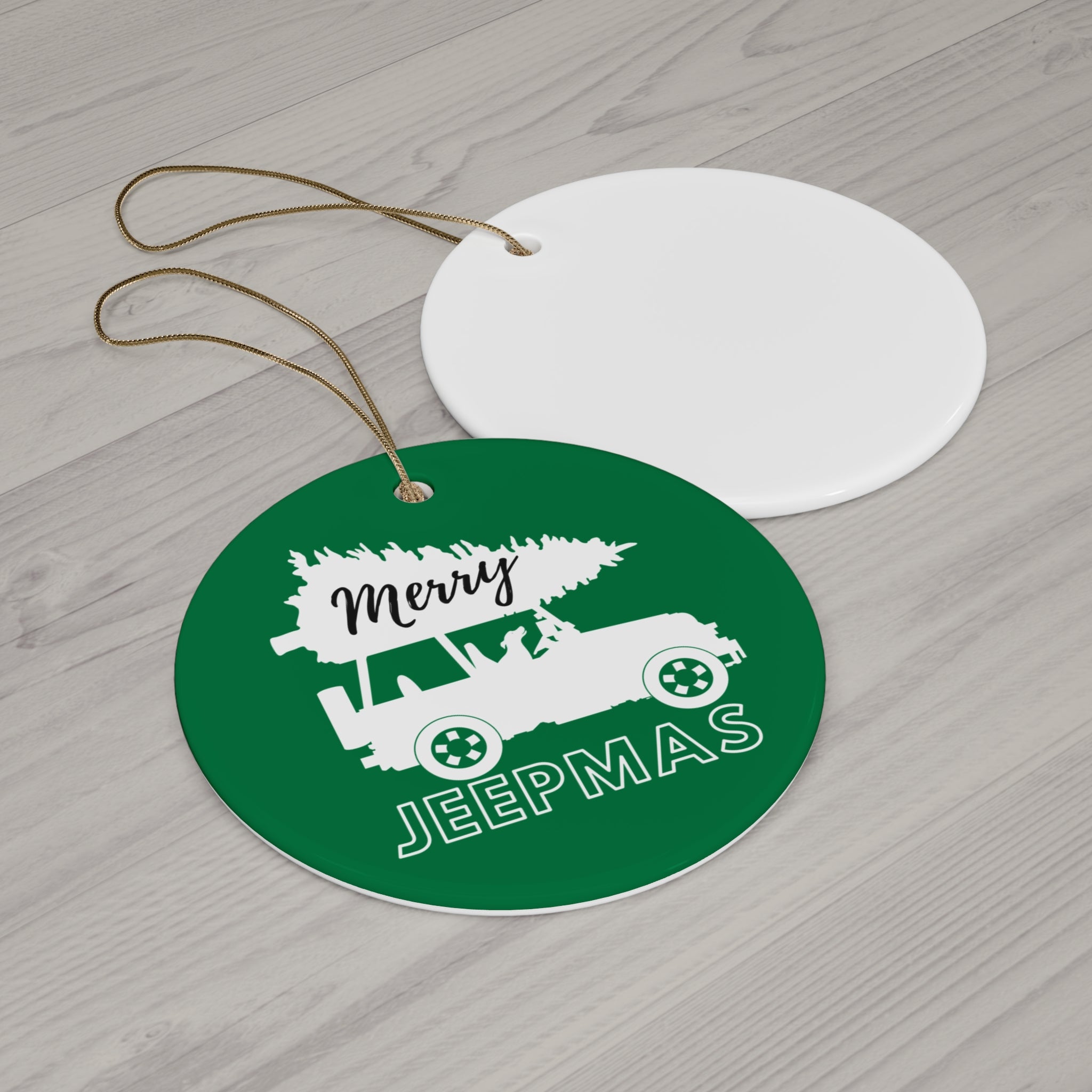 Merry Jeepmas Ceramic Ornament Green