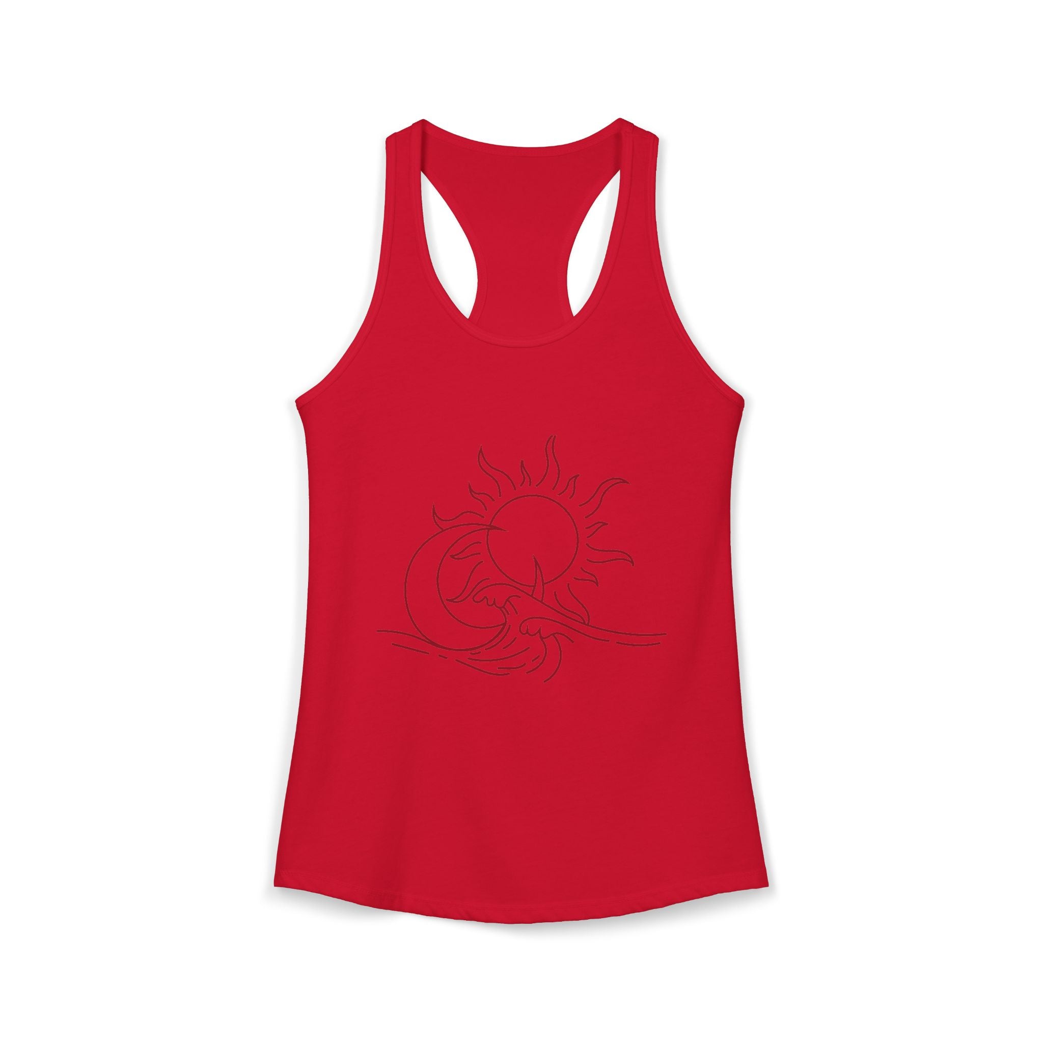 Sun and Waves Racerback Tank - Women's Ideal Summer Top for Chill Vibes and Outdoor Activities, Beachwear, Athletic Shirt